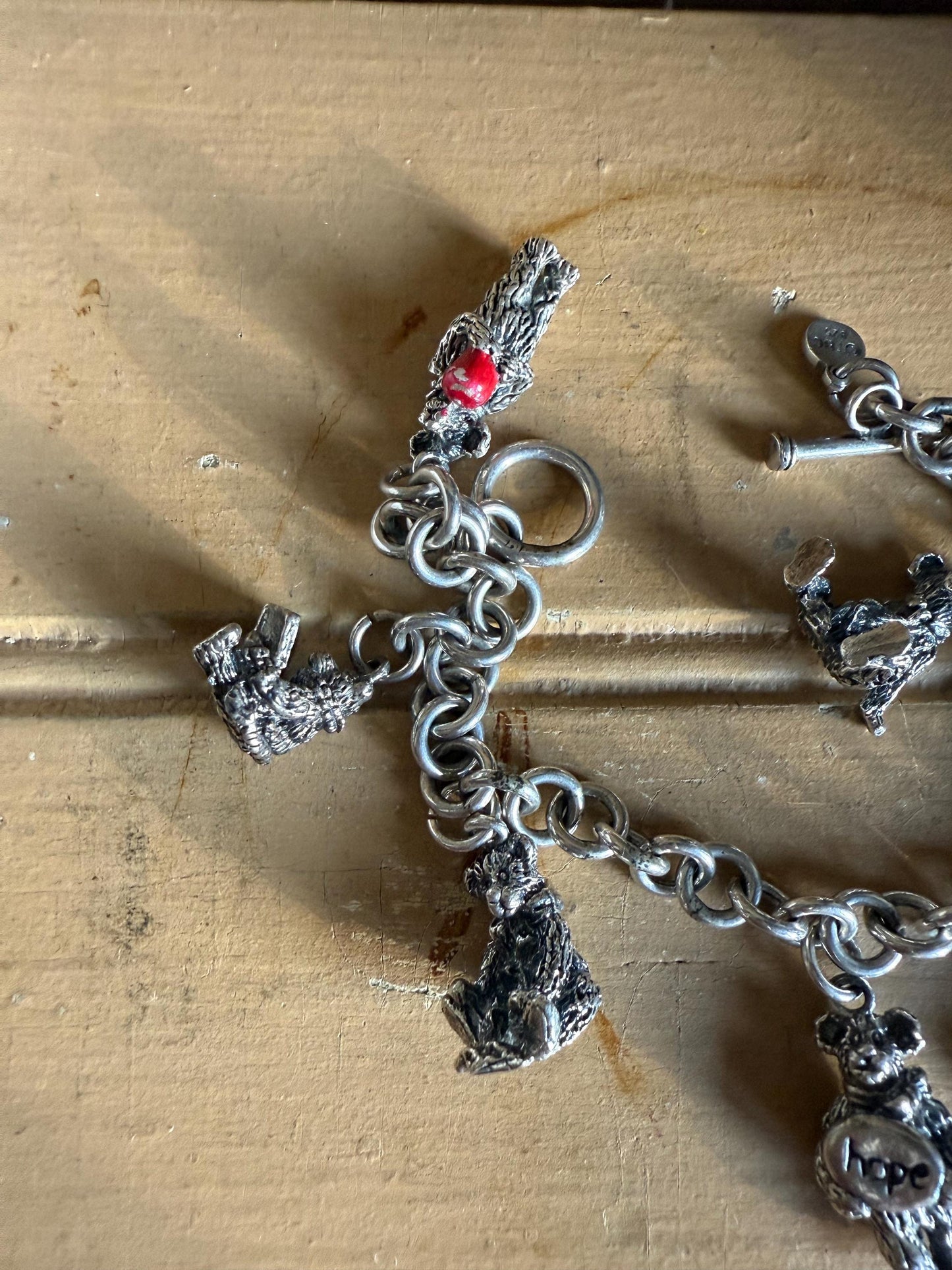 Vintage Solid Sterling Silver Boyds Bears 25th Anniversary Charm Bracelet