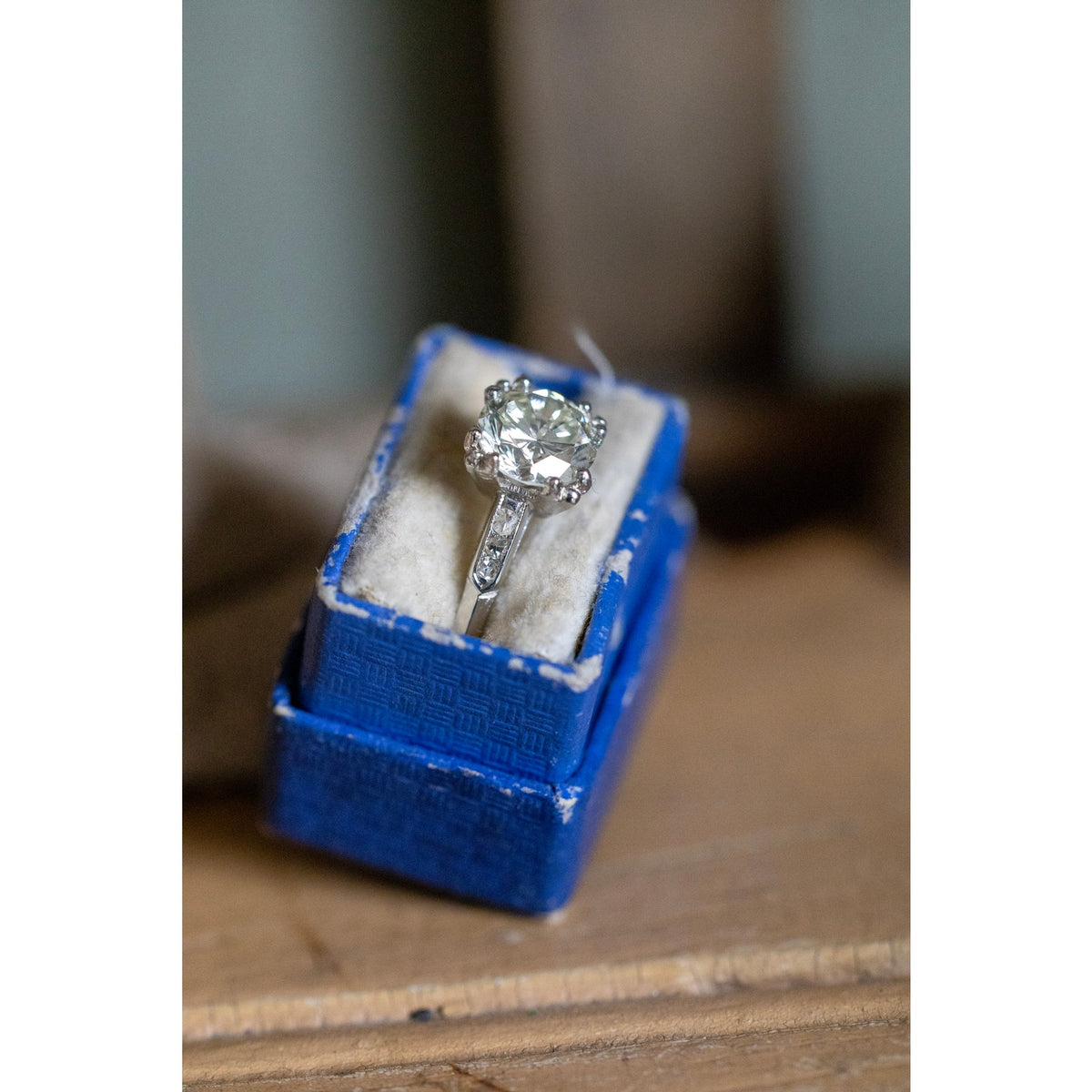 Mid Century Platinum 1.52 -1.54 Carat Natural Diamond Ring