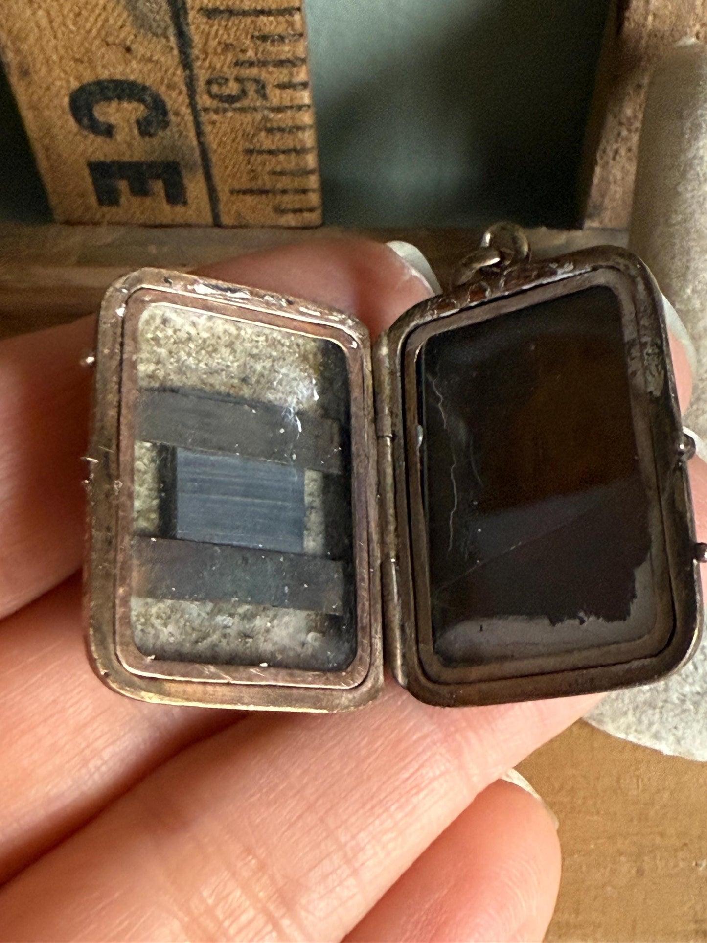 Antique Victorian Gold Filled Hemitite Intagalio and Onxy Set Locket