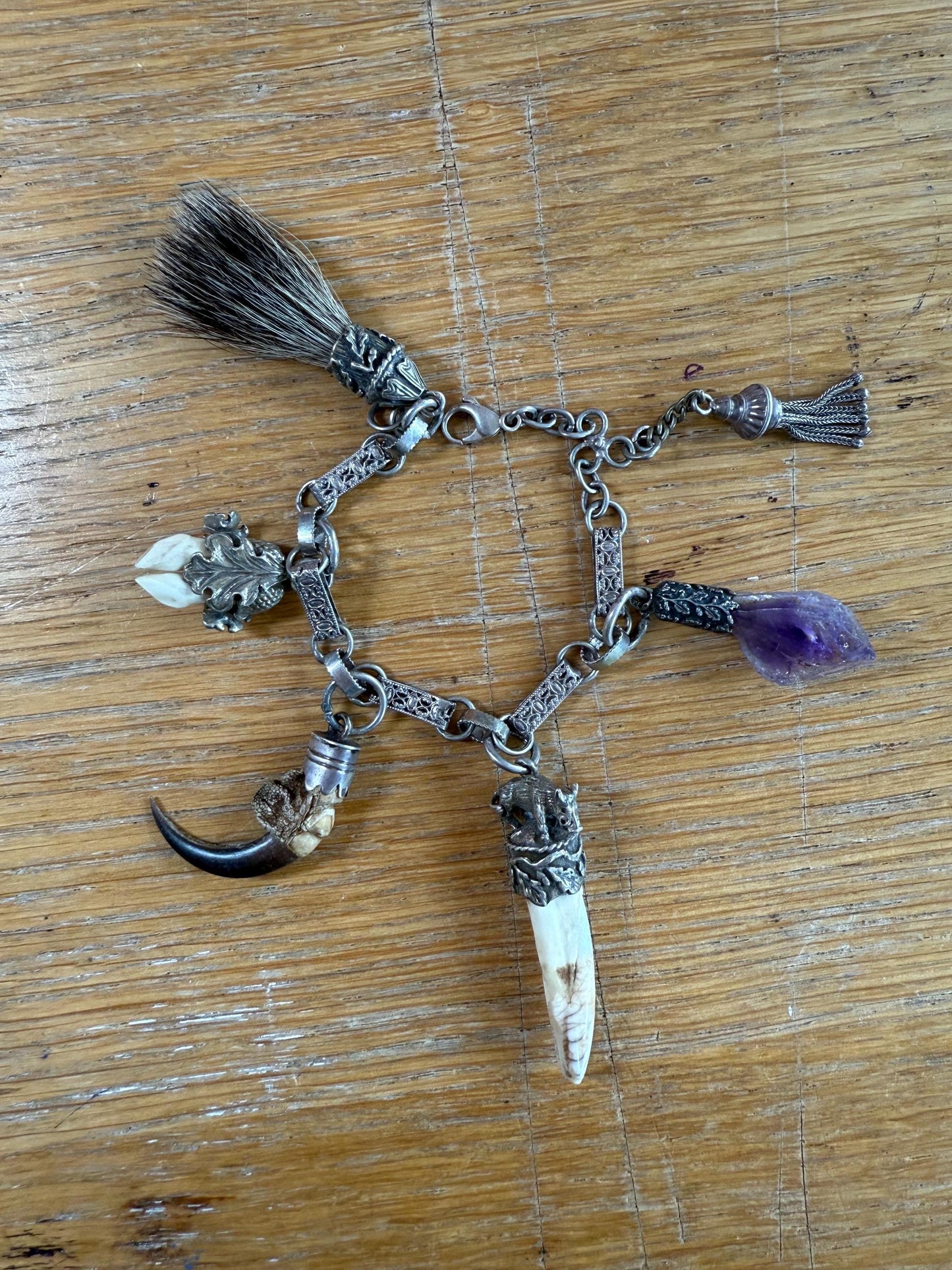 Vintage Silver Charivari Balvaria Hunt Trophies on Bracelet