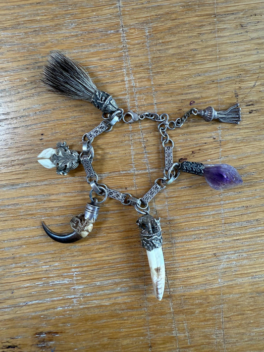 Vintage Silver Charivari Balvaria Hunt Trophies on Bracelet