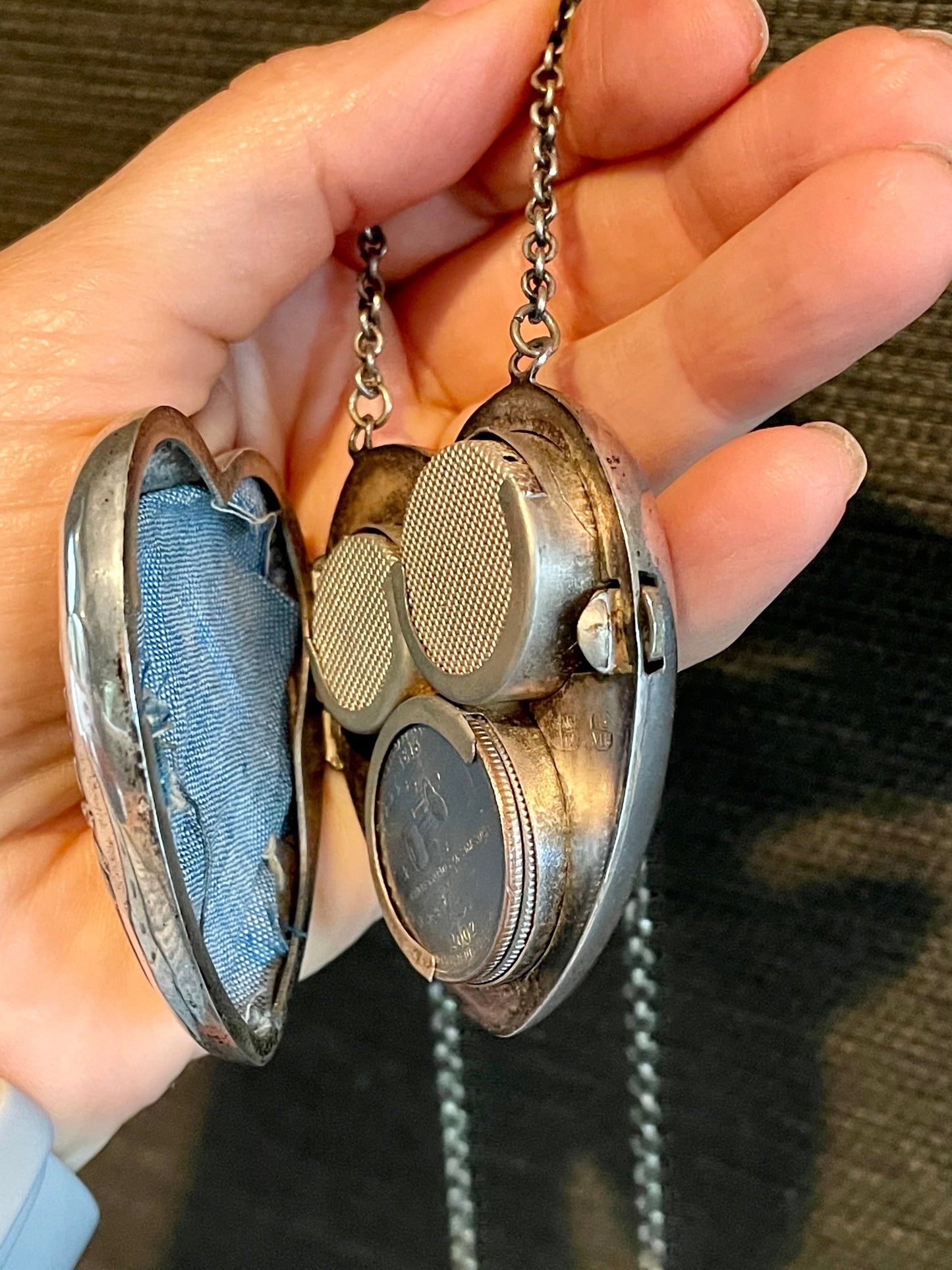 Bristol Silver Antique Huge Heart Coin Pendant on Original Chain