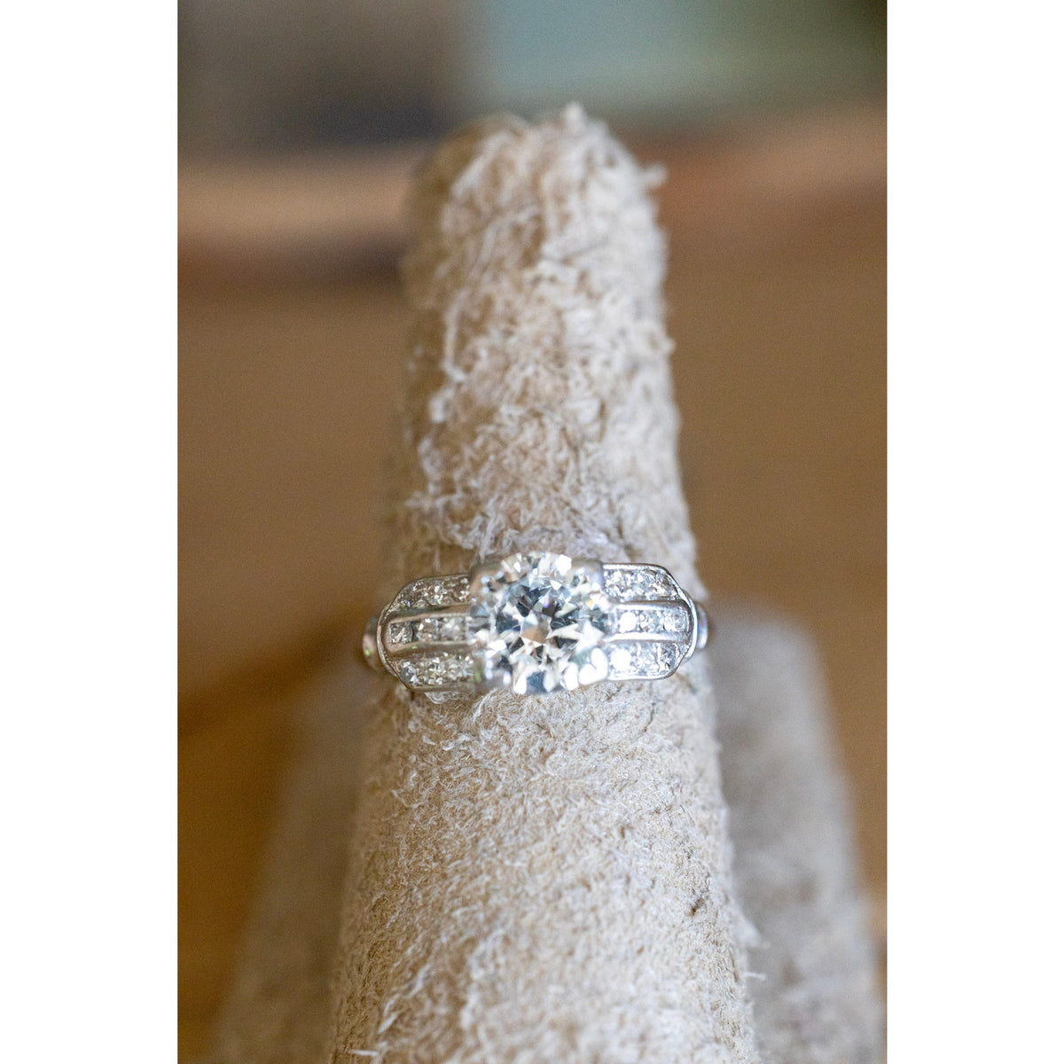 Art Deco Platinum and Iridium Old European Cut Diamond Ring