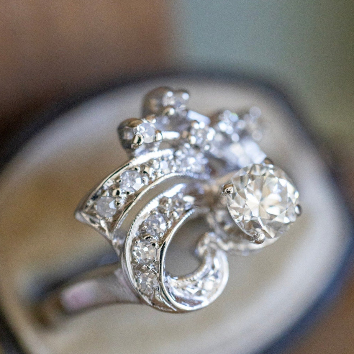 Dreamy Mid-Century Transitional Cut Natural Diamond Ring