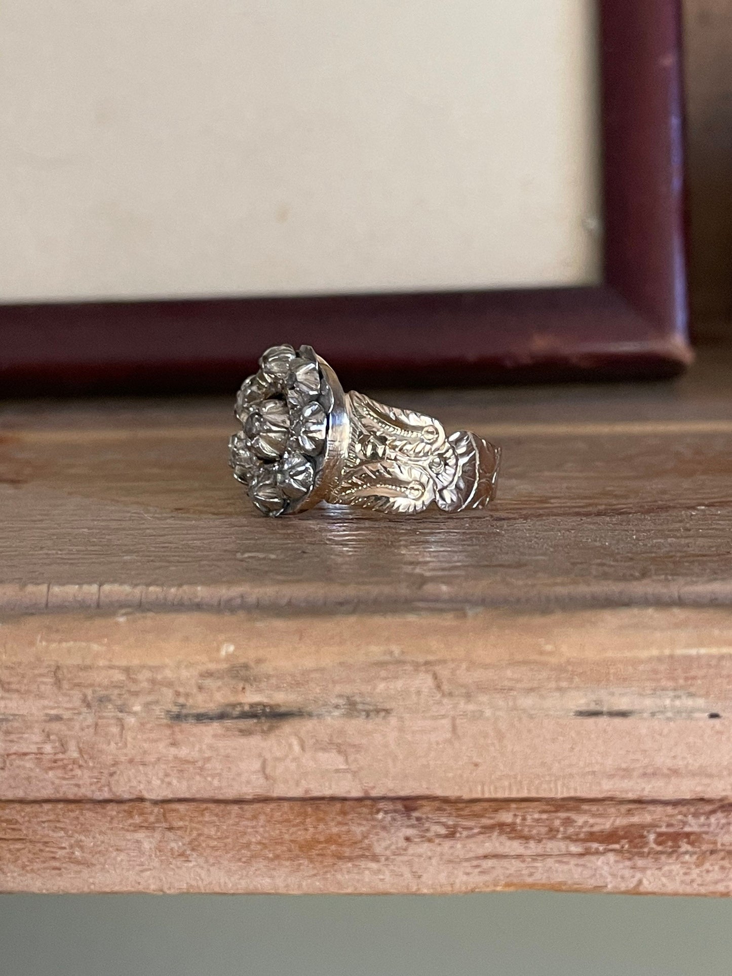 A Vintage Regency Georgian Diamond Cluster Ring in 14K