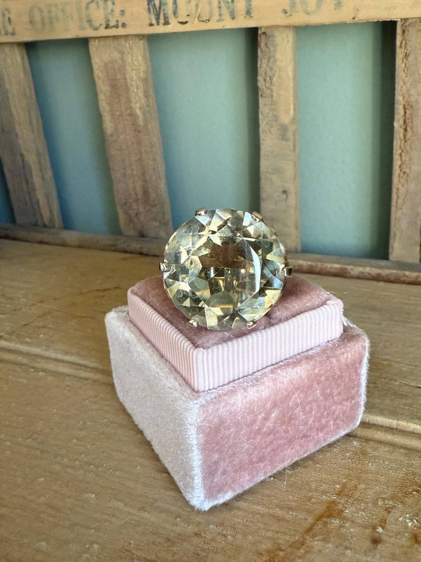 The Ultimate 1960's Bauble Cocktail Golden Quartz 14K Yellow Gold Ring