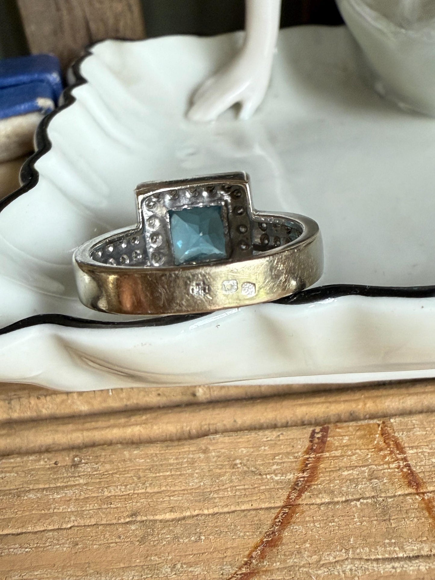 19K White Gold European Made Topaz Diamond Ring