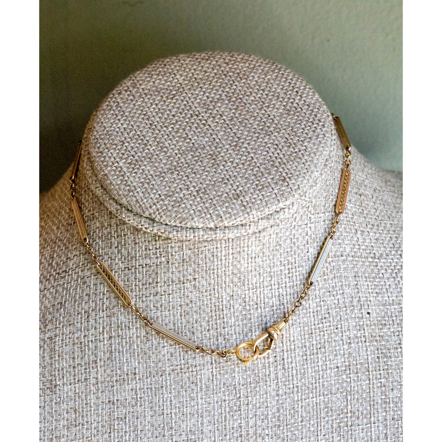 C1910 Gold and Silver Link Watch Chain Necklace
