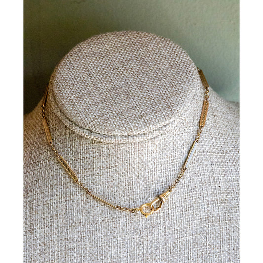 C1910 Gold and Silver Link Watch Chain Necklace