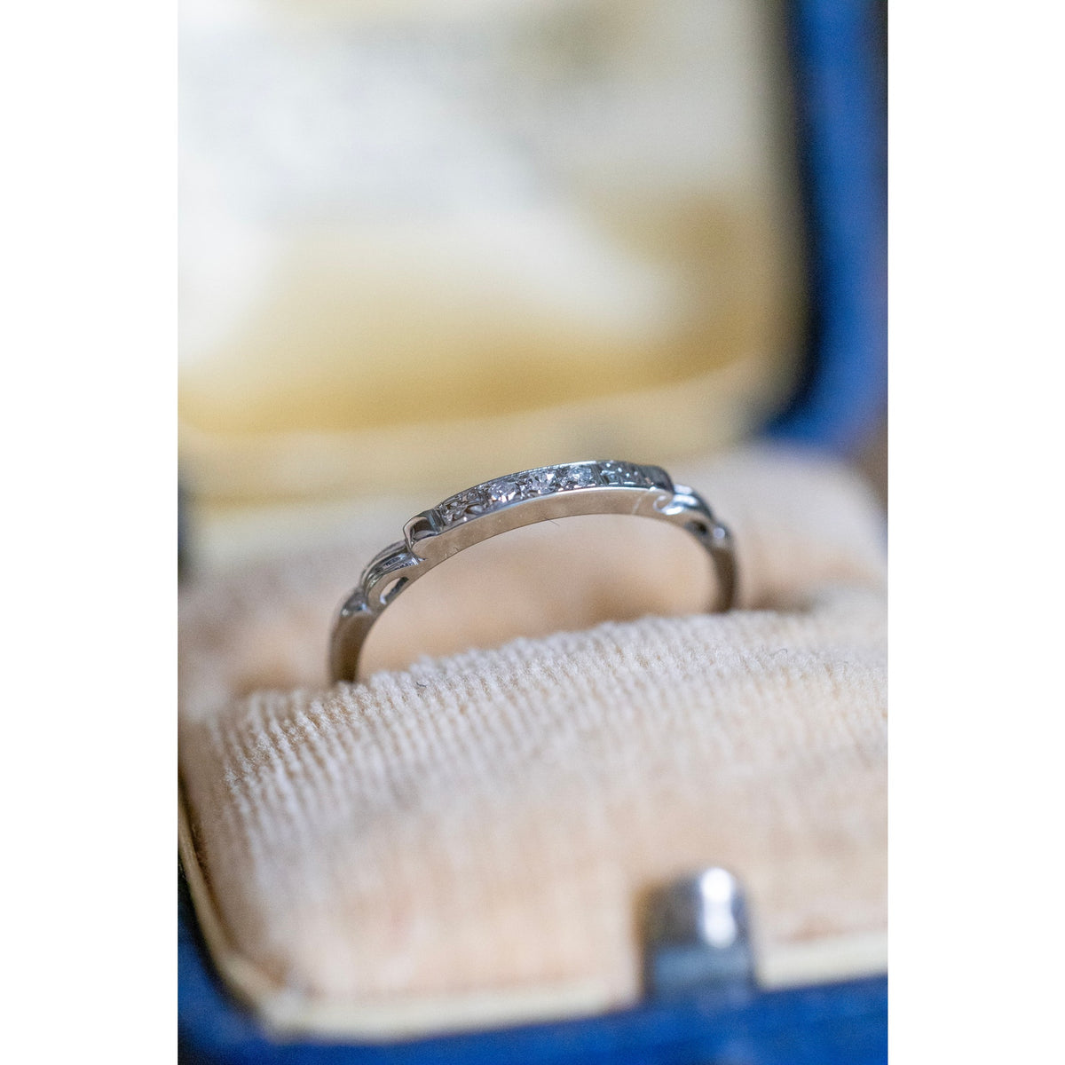 Dated 1943 14K White Gold Diamond Band Ring