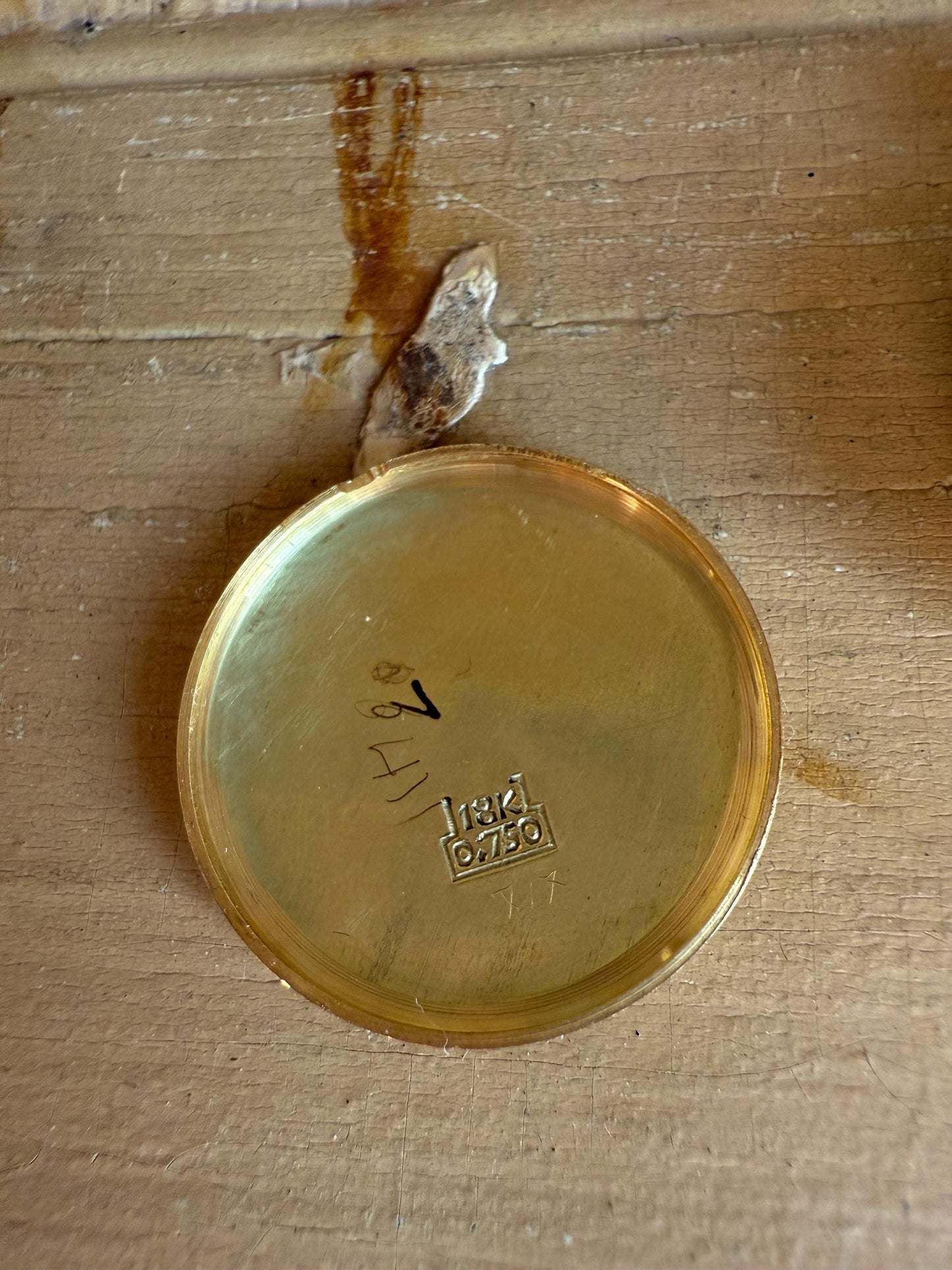 18k Yellow Gold Ladies Pocket Watch Pendant Swiss Made 17 Jewels Manual Movement by Lugran