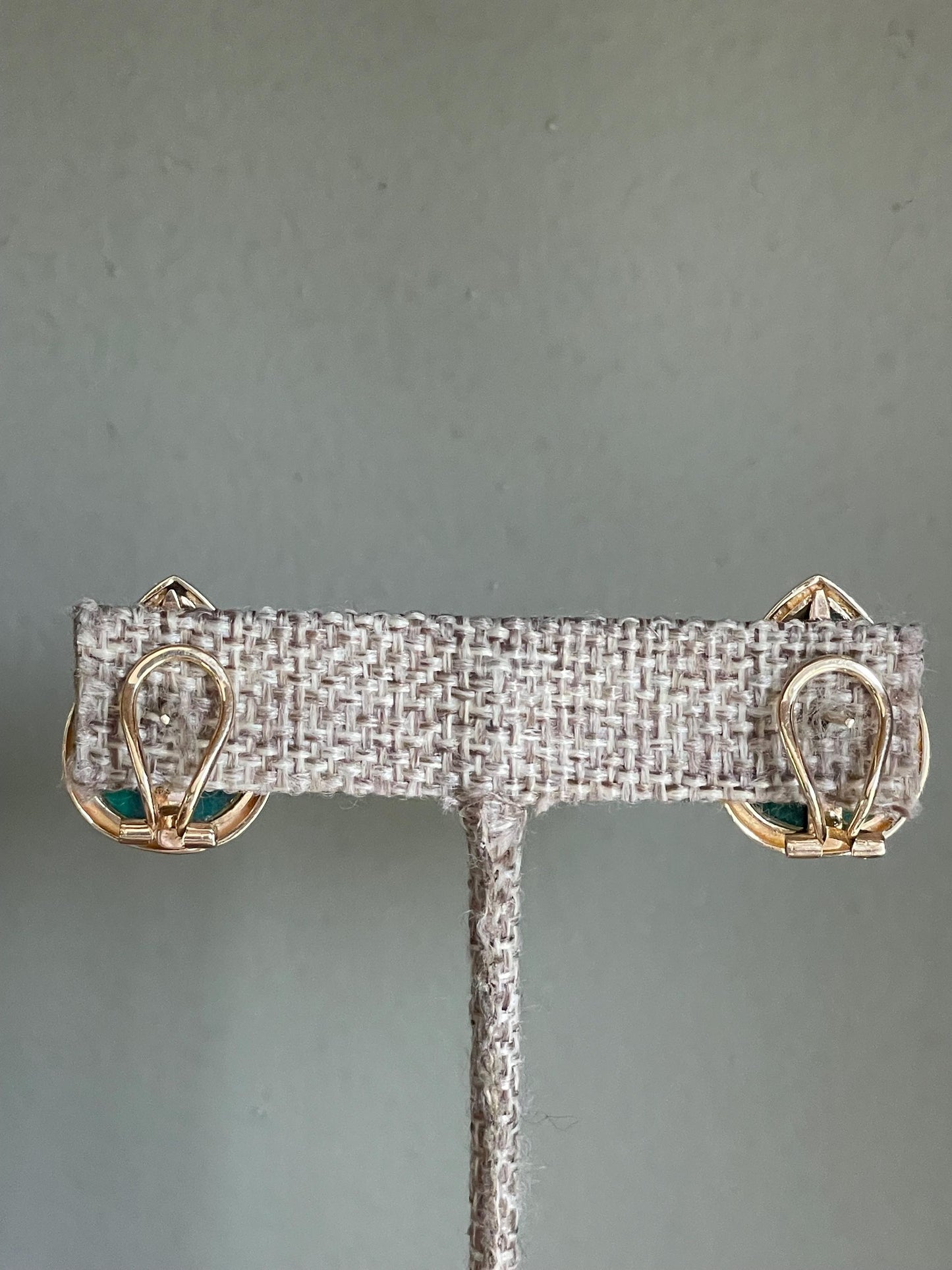 Vintage 1980's 14K Yellow Gold Tear-Shaped Malachite Earrings