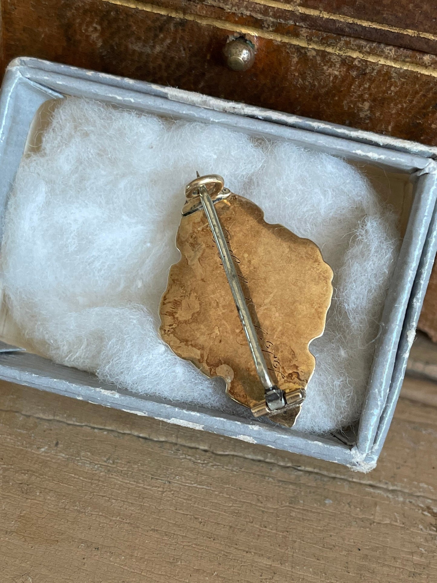 A Victorian Hand Enameled 14K Yellow Gold Brooch