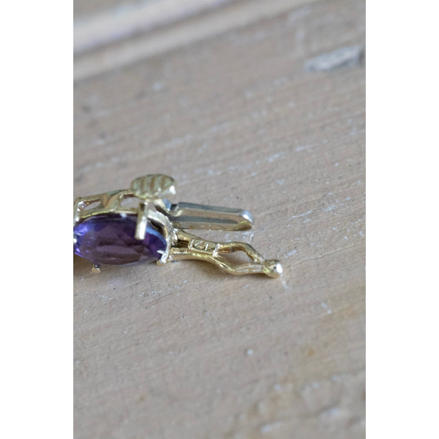 Vintage Solid 14K Yellow Gold Oval Cut Amethyst Gemstone Line Bracelet 11CTS