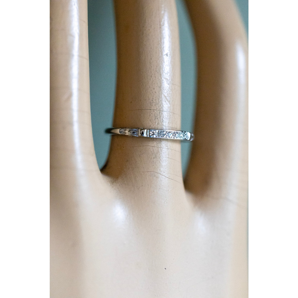 Dated 1943 14K White Gold Diamond Band Ring