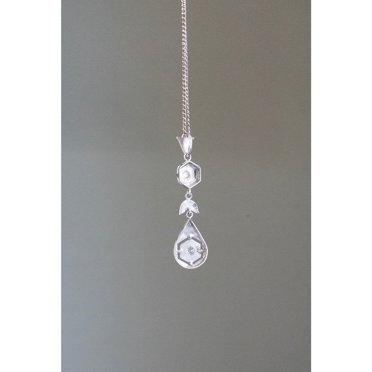 Authentic Art Deco 1940's 18K White Gold Old European Cut Diamond Pendant