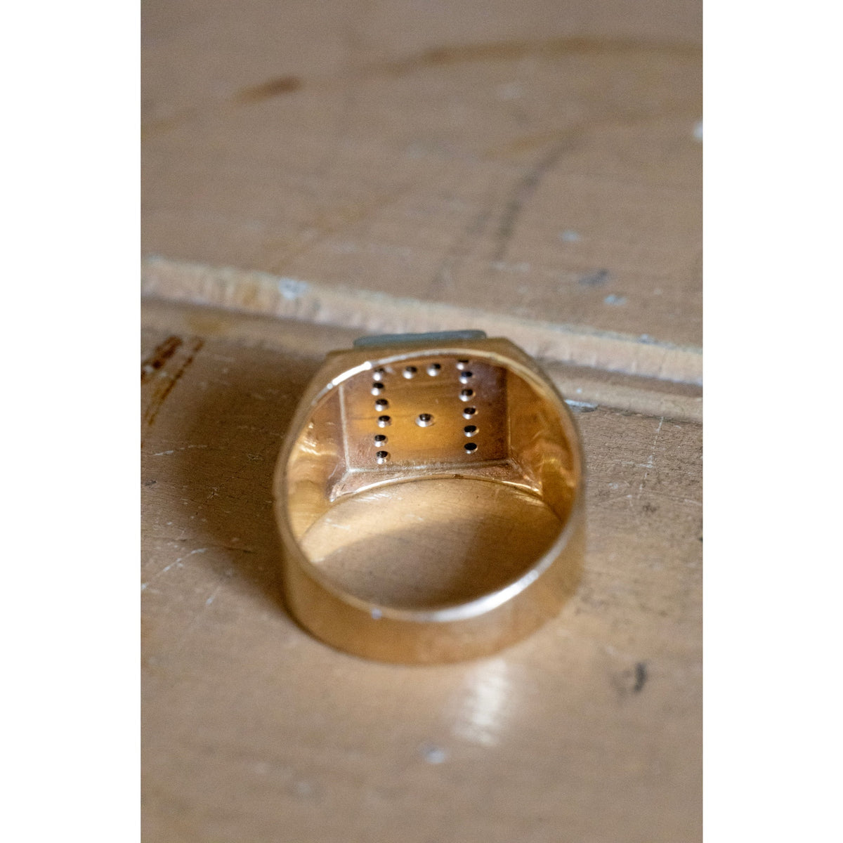 Mid Century 1950's 14K Yellow Gold with Diamond Set A Initial Ring