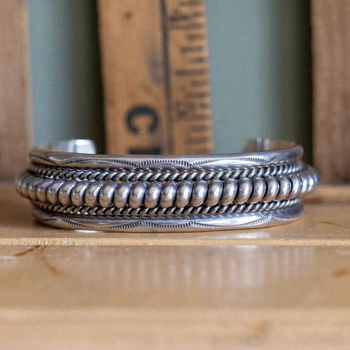 Vintage Navajo Tahe Sterling Silver Ribbon Cuff Bracelet
