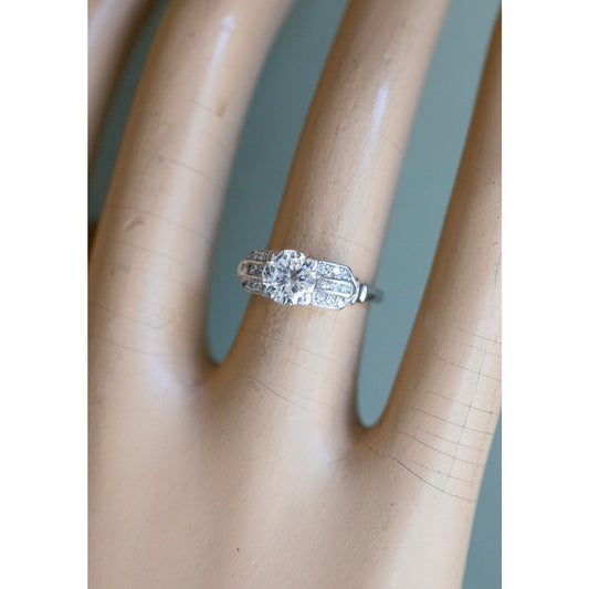 Art Deco Platinum and Iridium Old European Cut Diamond Ring