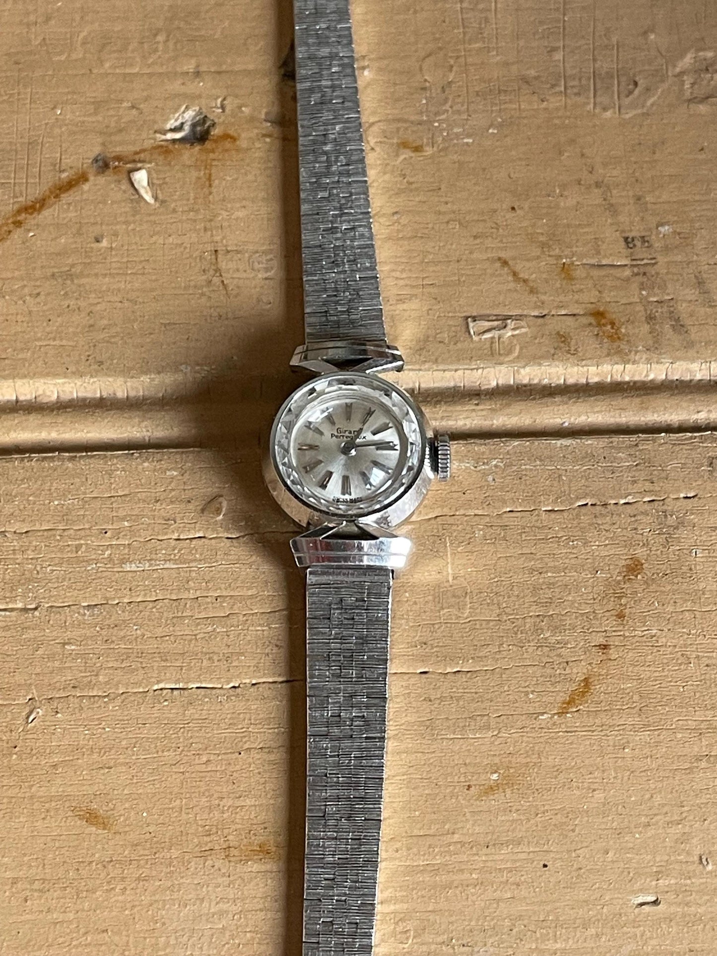 Mid Century 1950's Cocktail 18K White Gold Girard Perregaux Ladies Wrist Watch