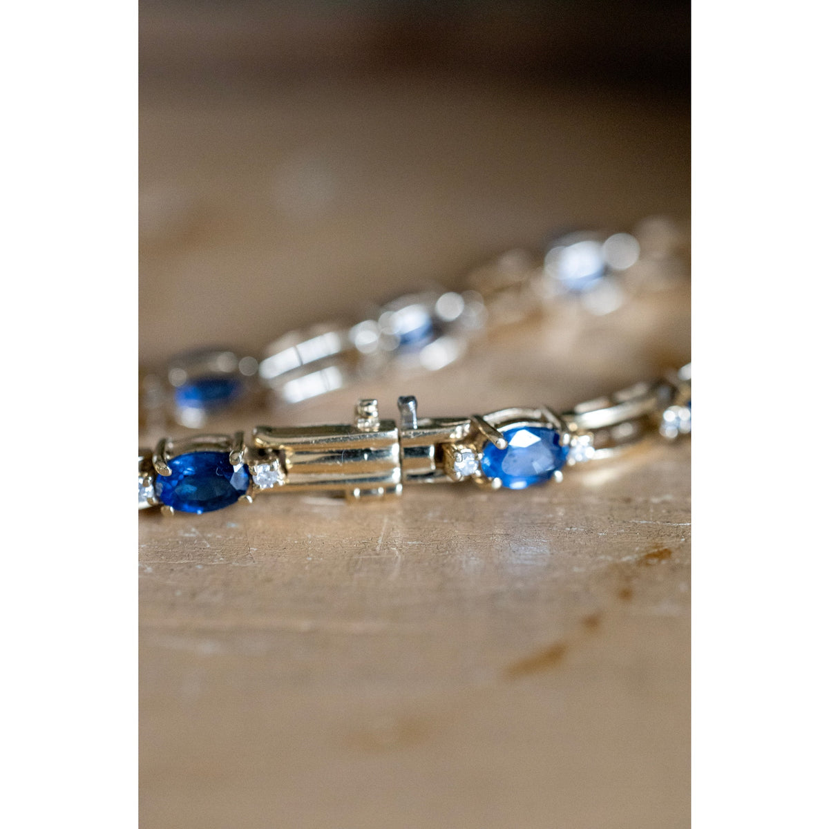 A Vintage Natural Sapphire and Diamond 14K Yellow Gold Bracelet
