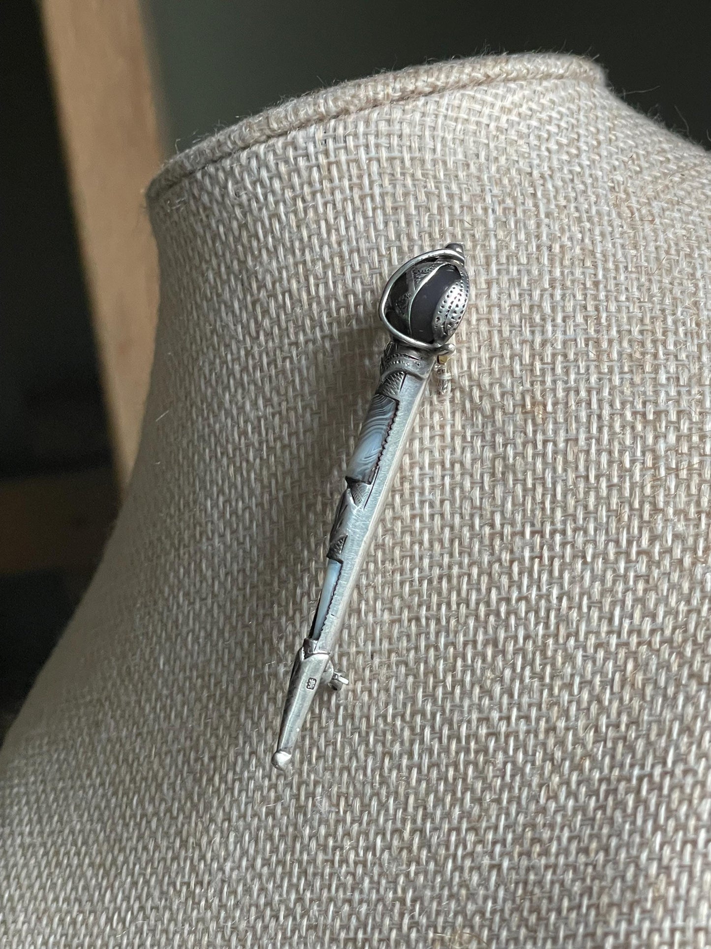 Antique Sterling Silver Scottish Claymore Sword Brooch 1906 Full Hallmarks