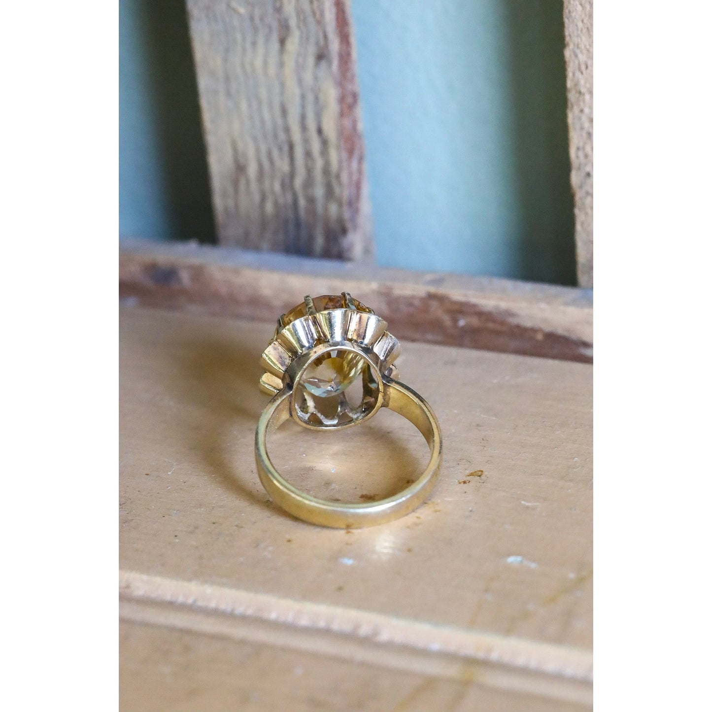 1960's 18K Yellow Gold Oval Cut Sunshine Yellow Citrine Cocktail Ring