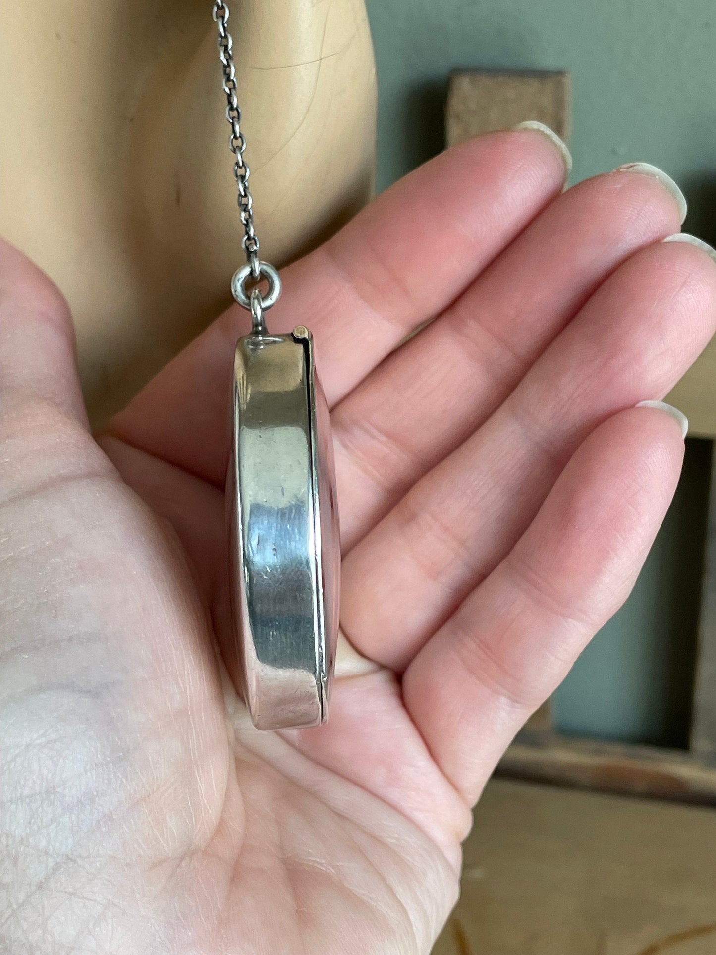 Antique Sterling & 14K Rose Gold Compact - Engine Turned Design