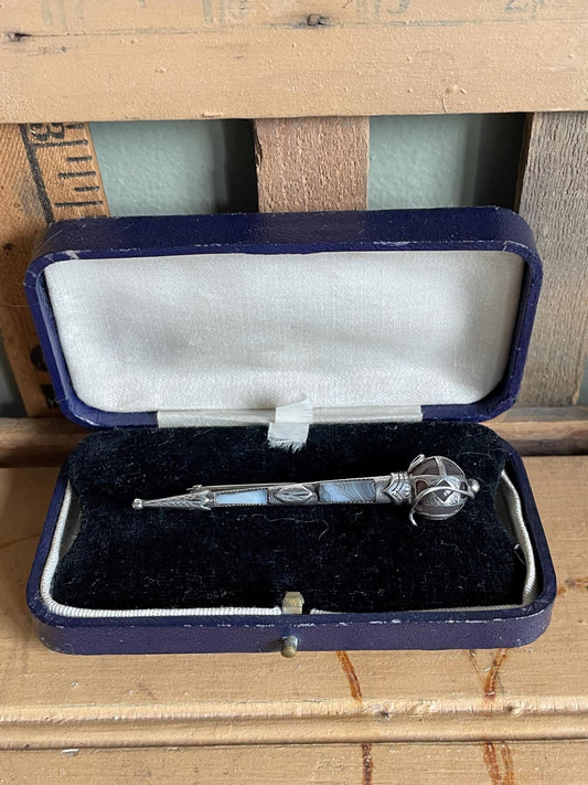 Antique Sterling Silver Scottish Claymore Sword Brooch 1906 Full Hallmarks