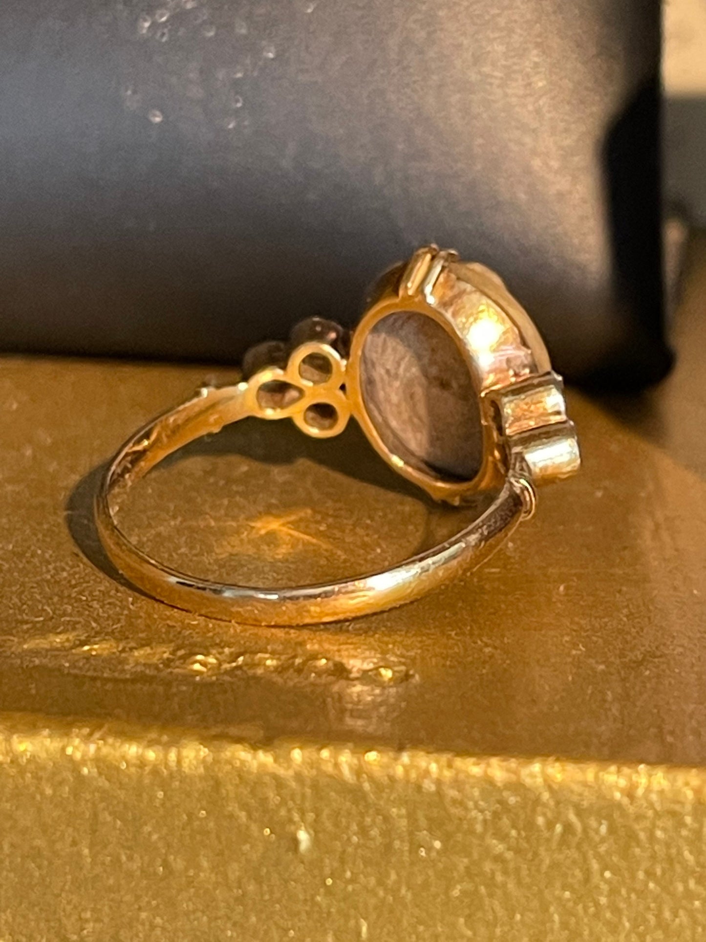 Late Victorian 14K Yellow Gold Lava Cameo with Diamonds