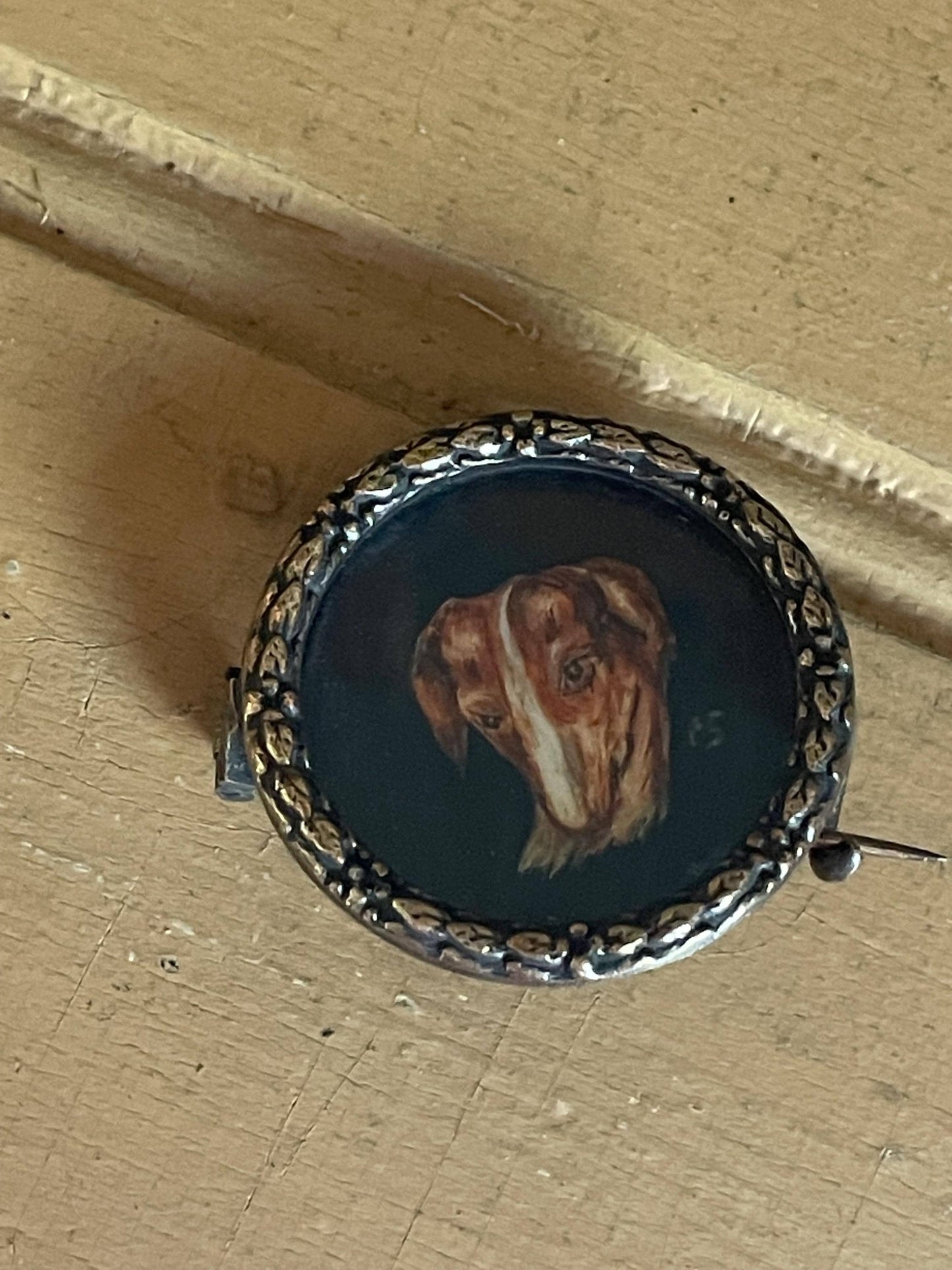 Antique Beloved Greyhound Whippet Dog Portrait Brooch