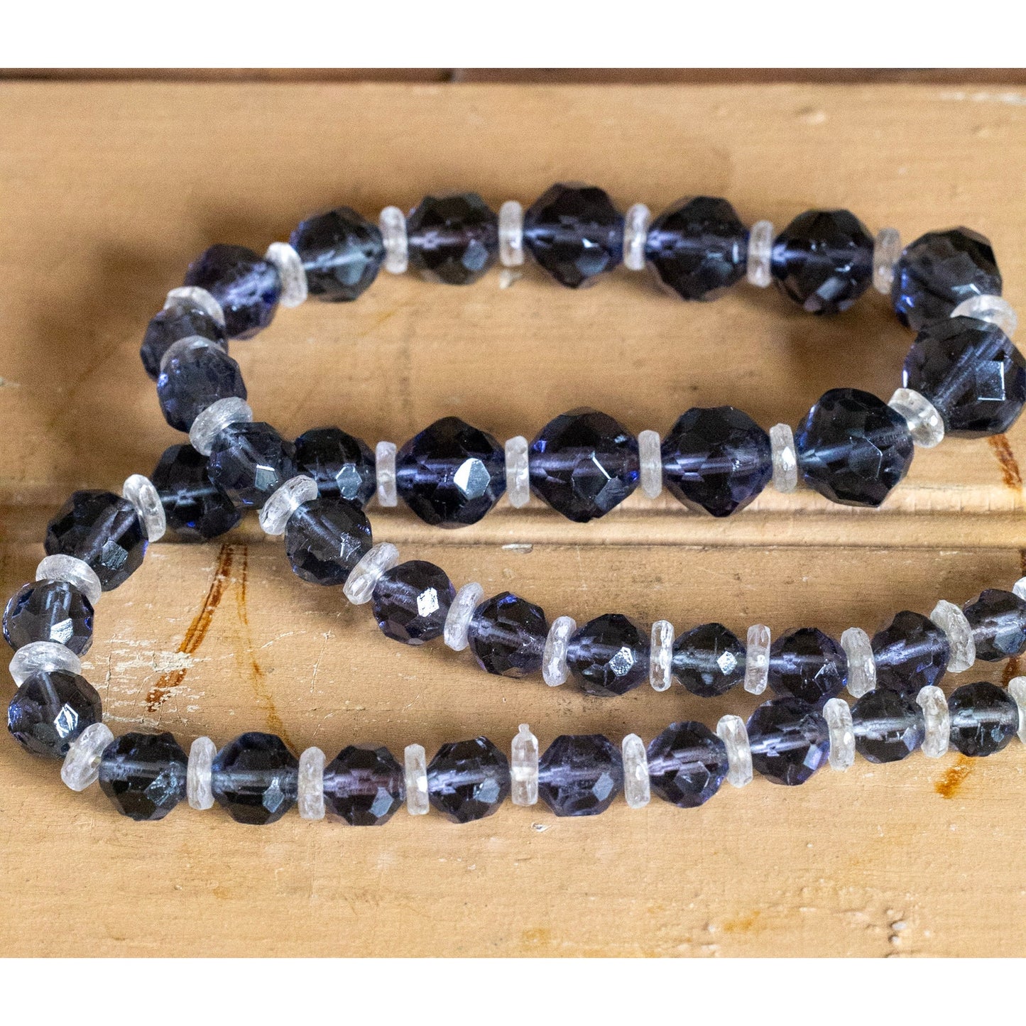 c1930-40 Cut Crystal Iolite Bead Necklace
