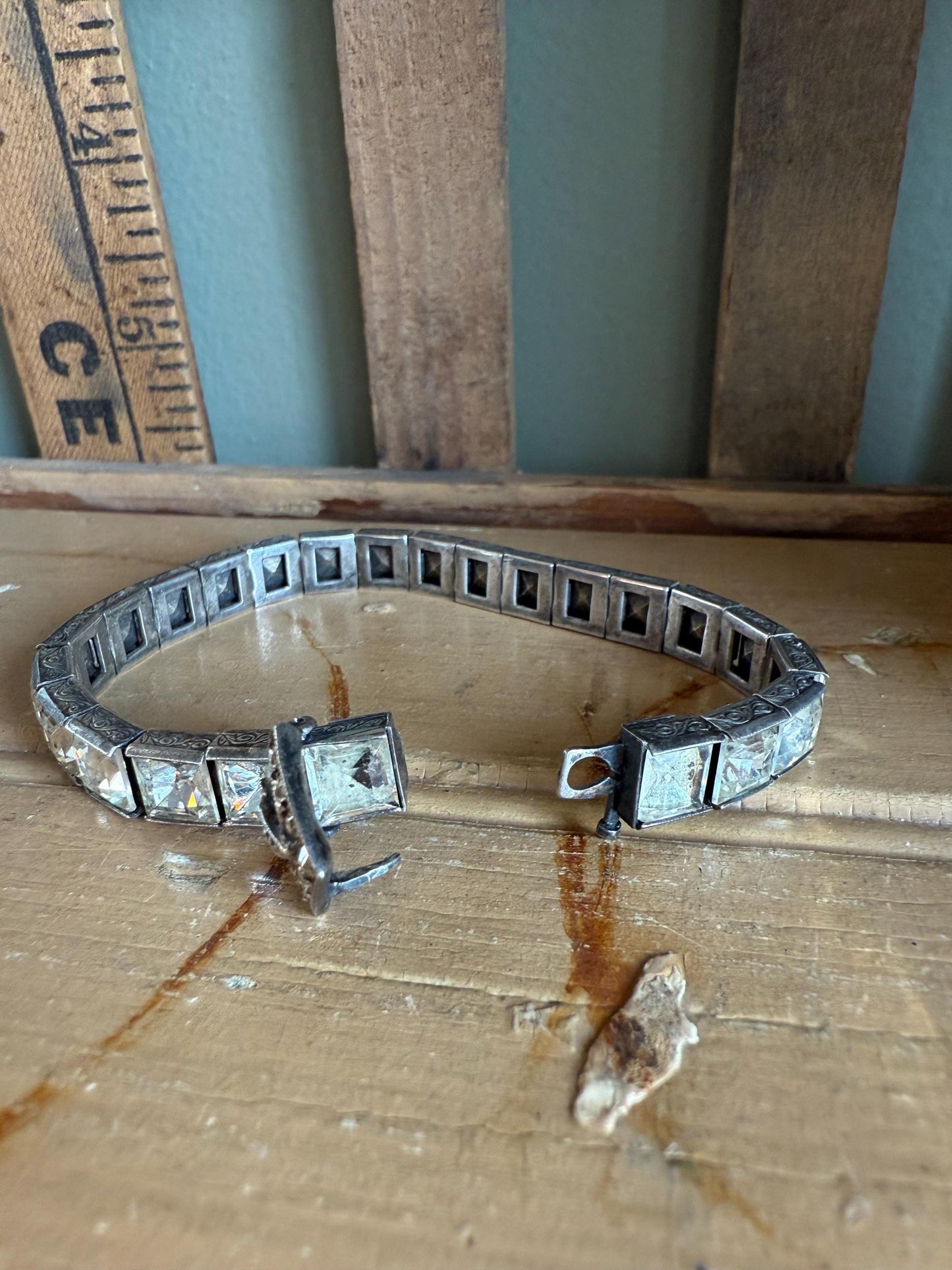 C1930-1940 Art Deco Sterling Silver Crystal / Rhinestone Link Bracelets Pick One or All