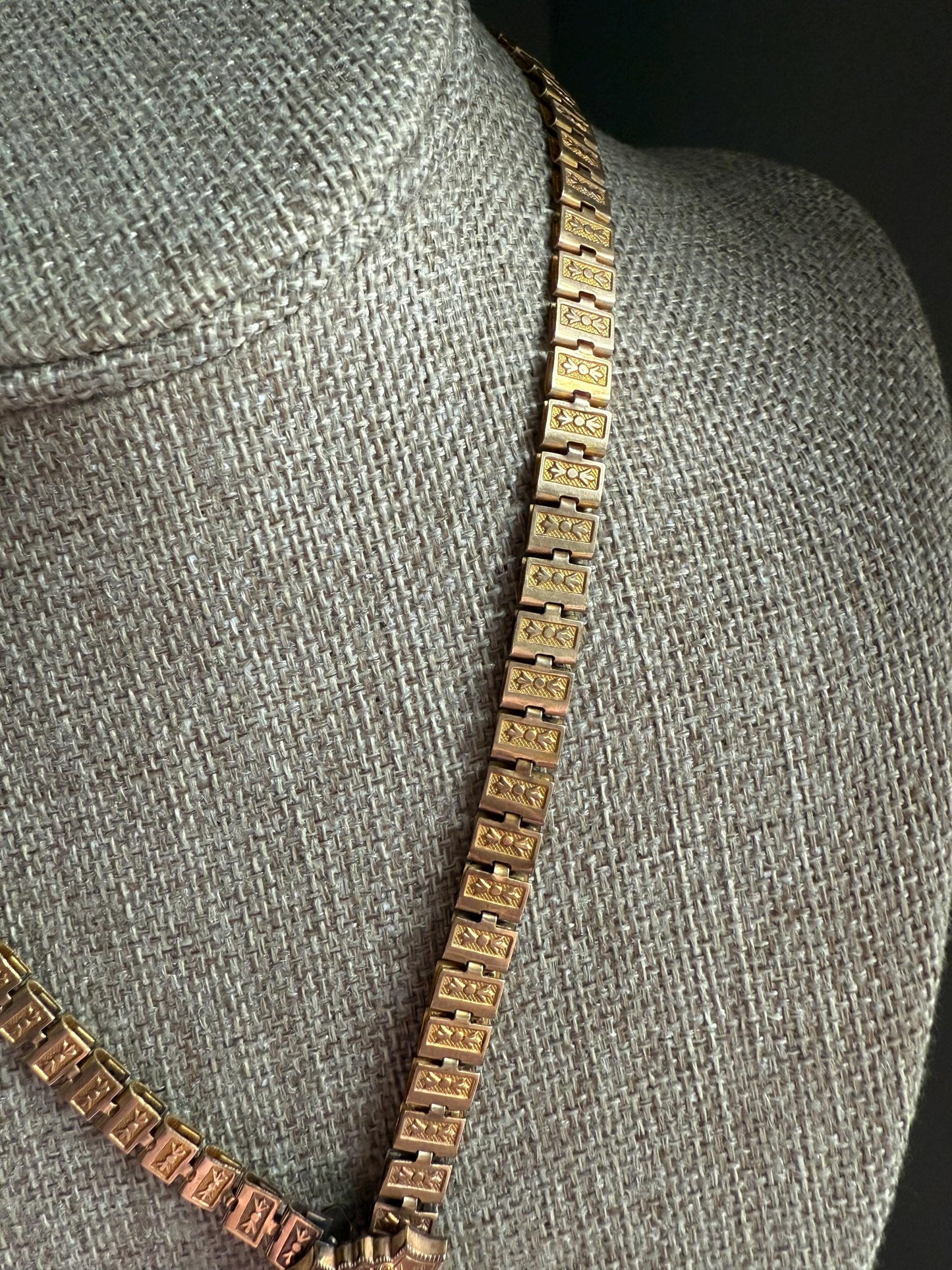 Victorian 1880's Gold Filled Book Chain Cameo Necklace