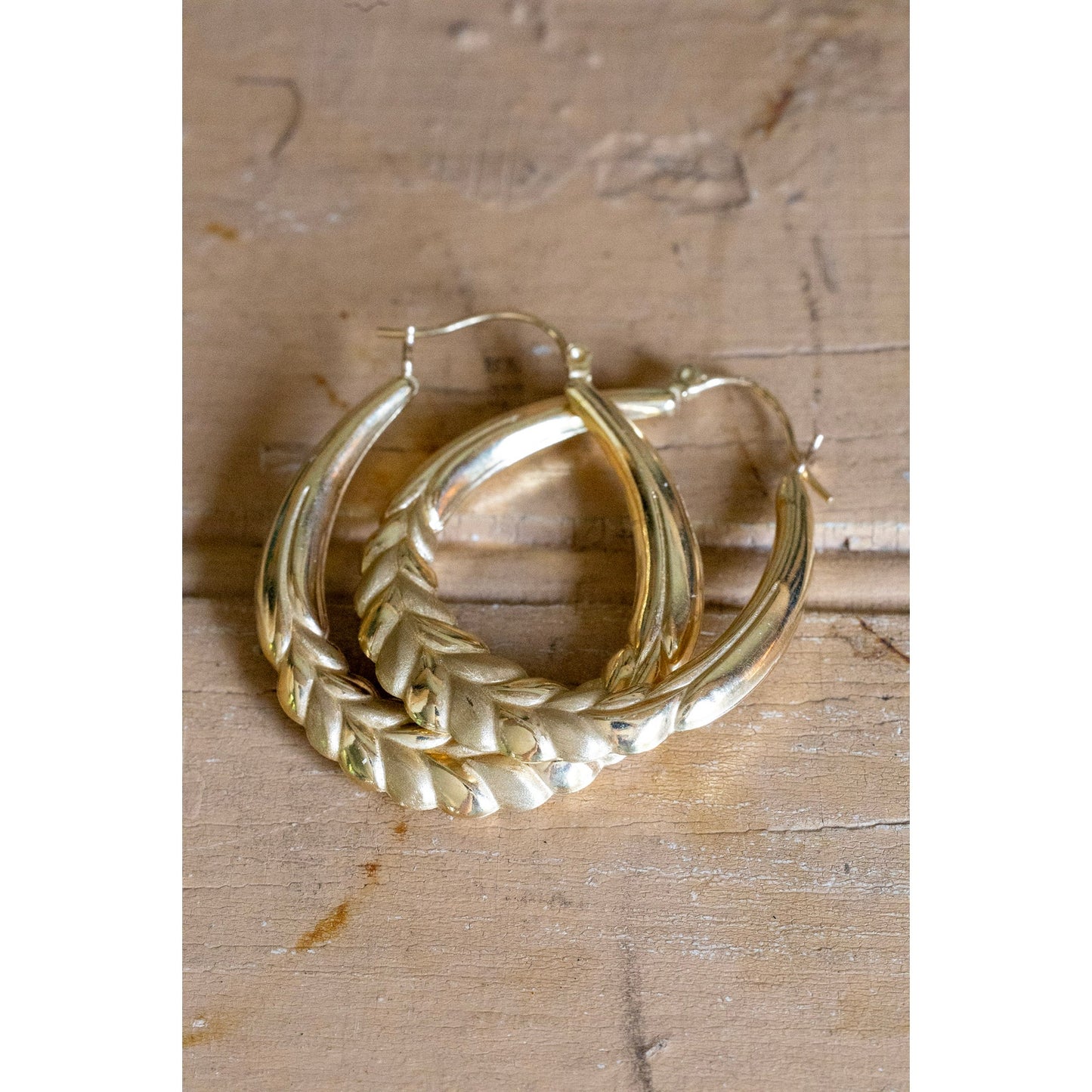 Vintage 14K Yellow Gold Large Oval Hoops
