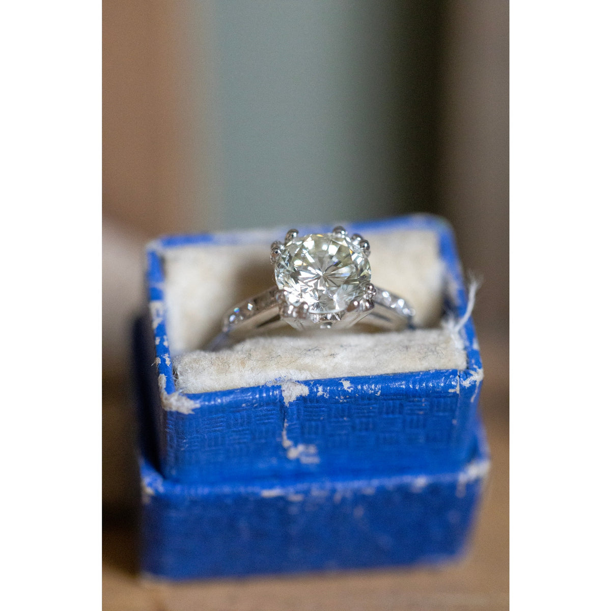 Mid Century Platinum 1.52 -1.54 Carat Natural Diamond Ring