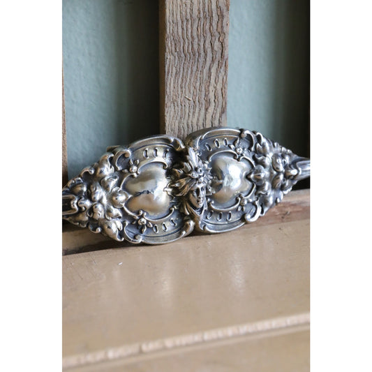 Sterling Silver Art Nouveau Grotesque Belt Buckle