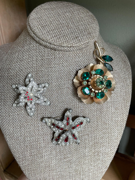 Pick A Vintage Trembler -Two are Art Deco and One is a Coro Flower