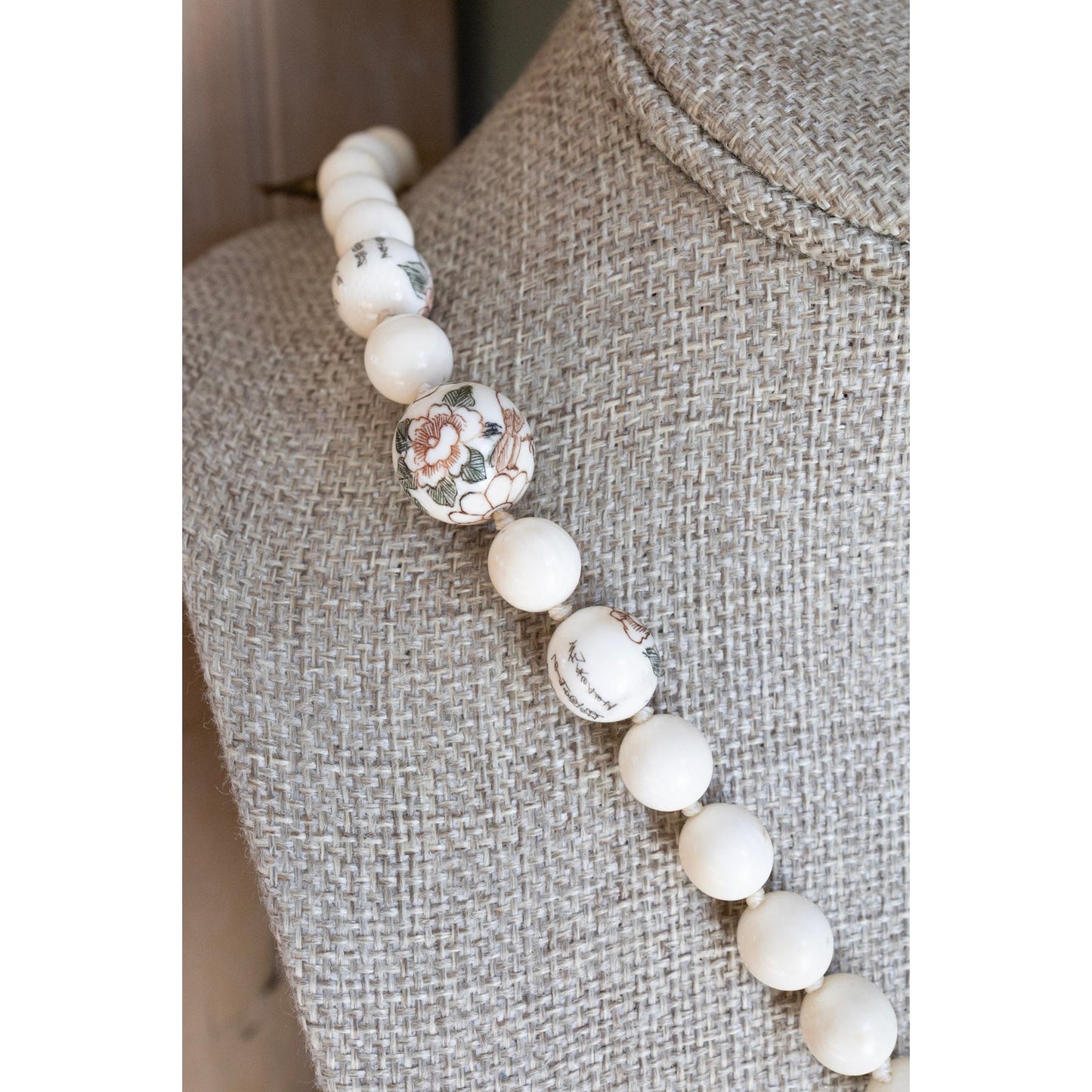 Carved Good Luck Chinese Elephant Necklace Hand Painted