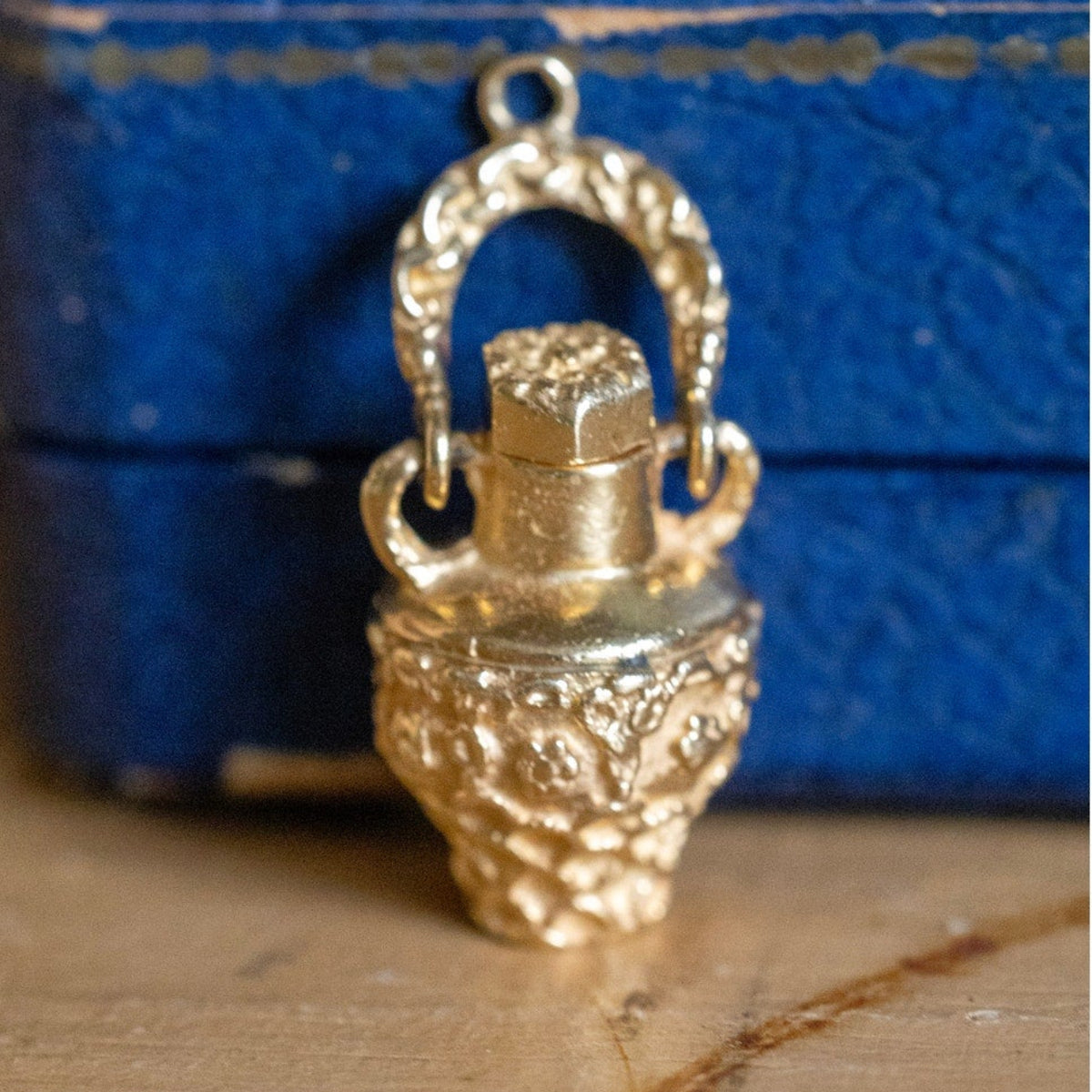Vintage Solid 14K Yellow Gold Perfume Bottle Charm Pendant c1960