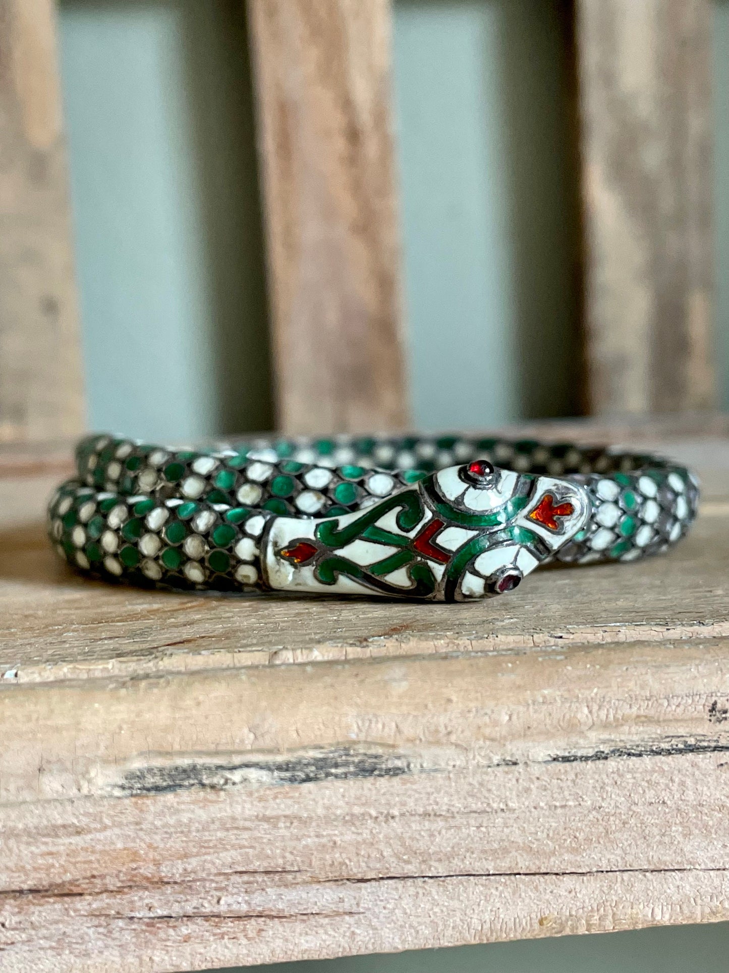 Rare Austro Hungarian German Enamel Snake Bracelet
