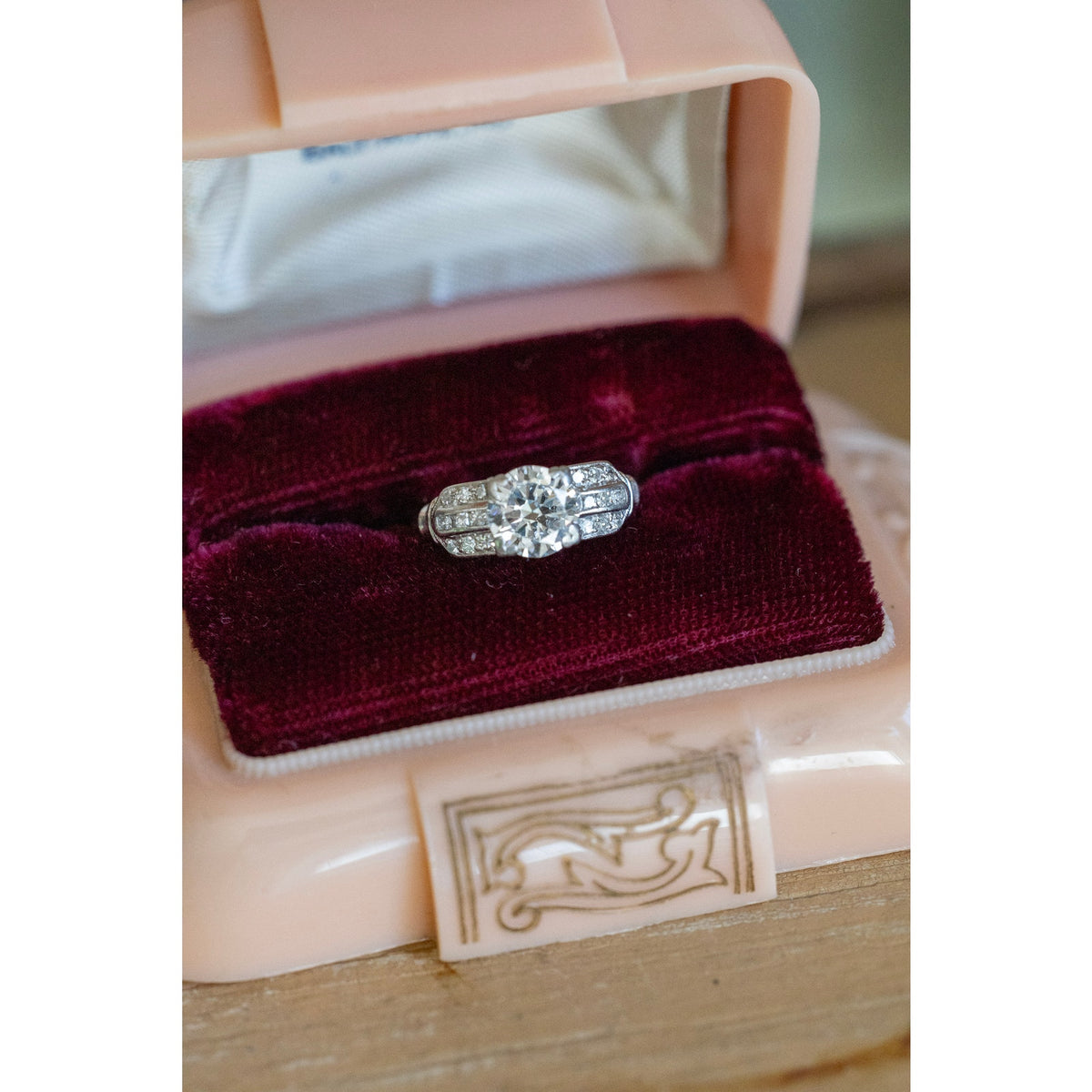 Art Deco Platinum and Iridium Old European Cut Diamond Ring