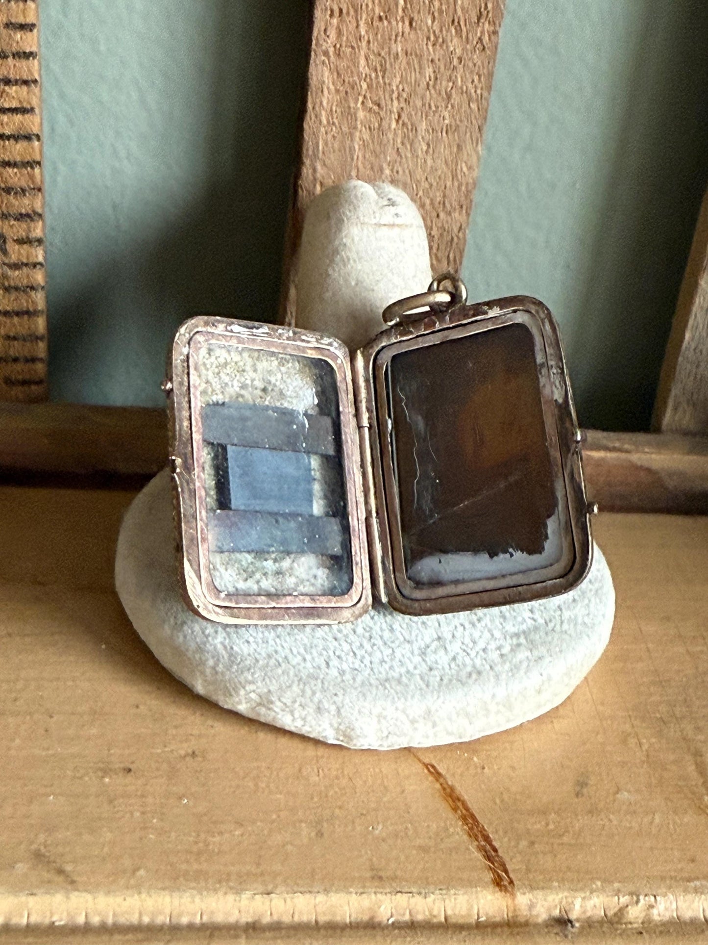 Antique Victorian Gold Filled Hemitite Intagalio and Onxy Set Locket