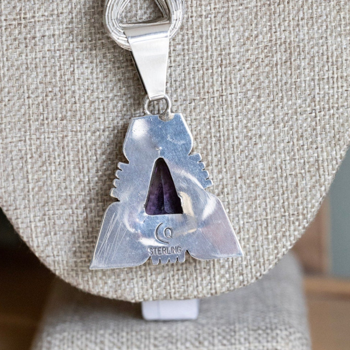 A Bold Sterling Silver Liquid Strand Necklace with Sterling Silver Amethyst Pendant