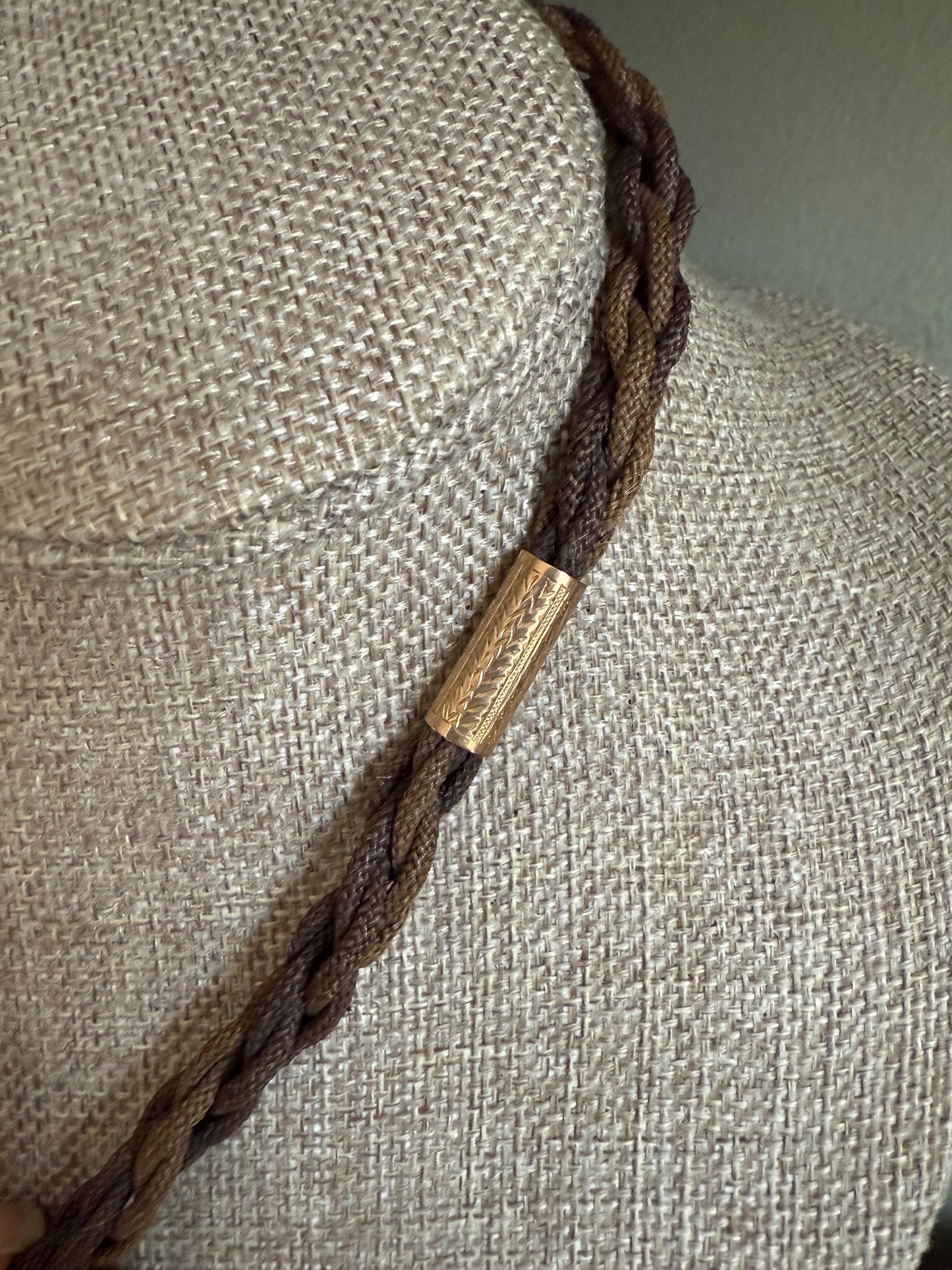 c1880 Victorian Gold Filled Woven Hair Watch Chain