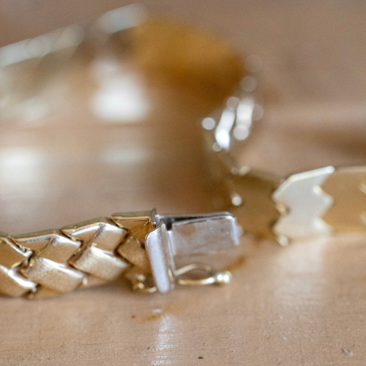 Vintage 14K Yellow Gold Woven Style Link Bracelet