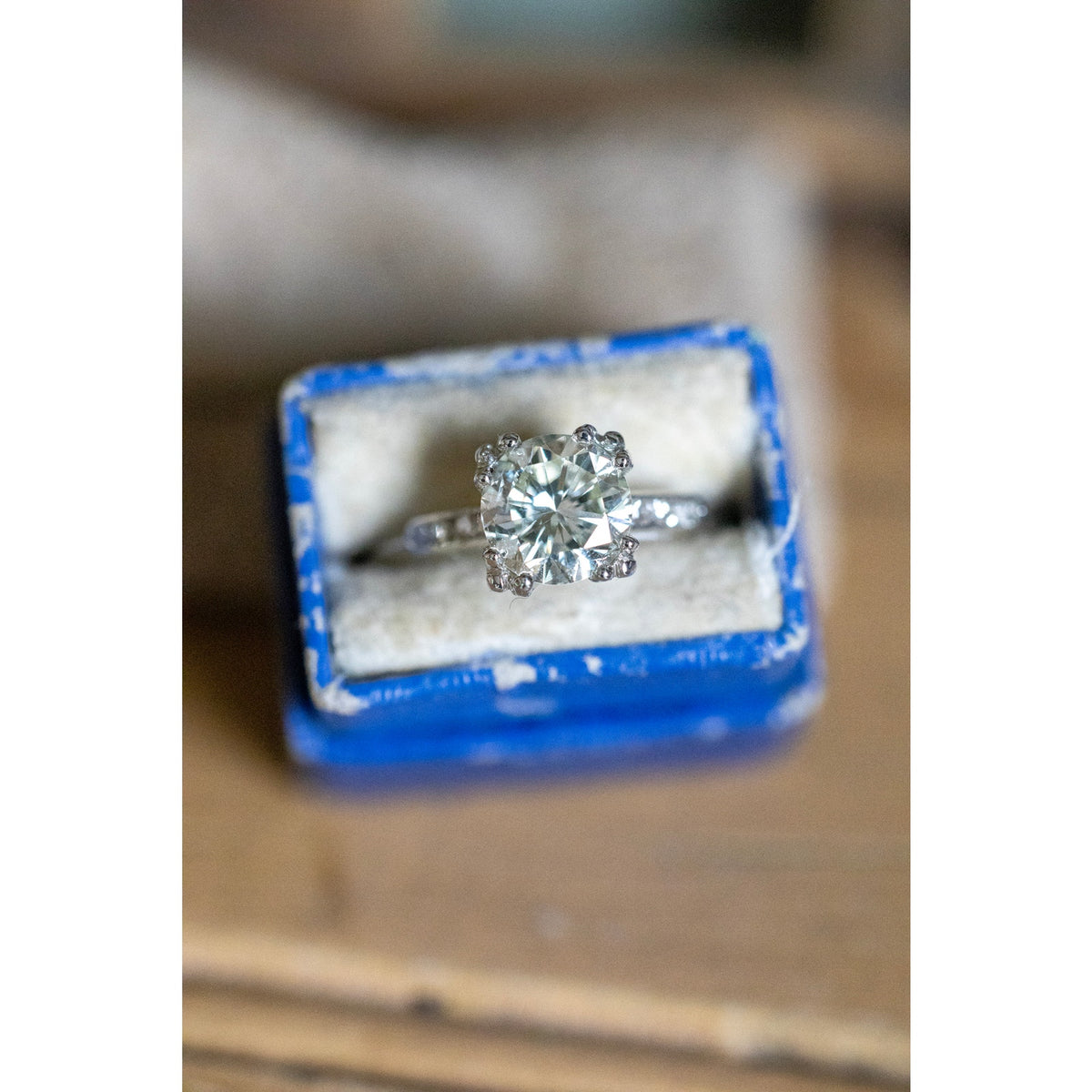 Mid Century Platinum 1.52 -1.54 Carat Natural Diamond Ring