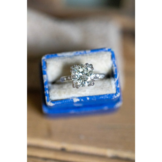 Mid Century Platinum 1.52 -1.54 Carat Natural Diamond Ring