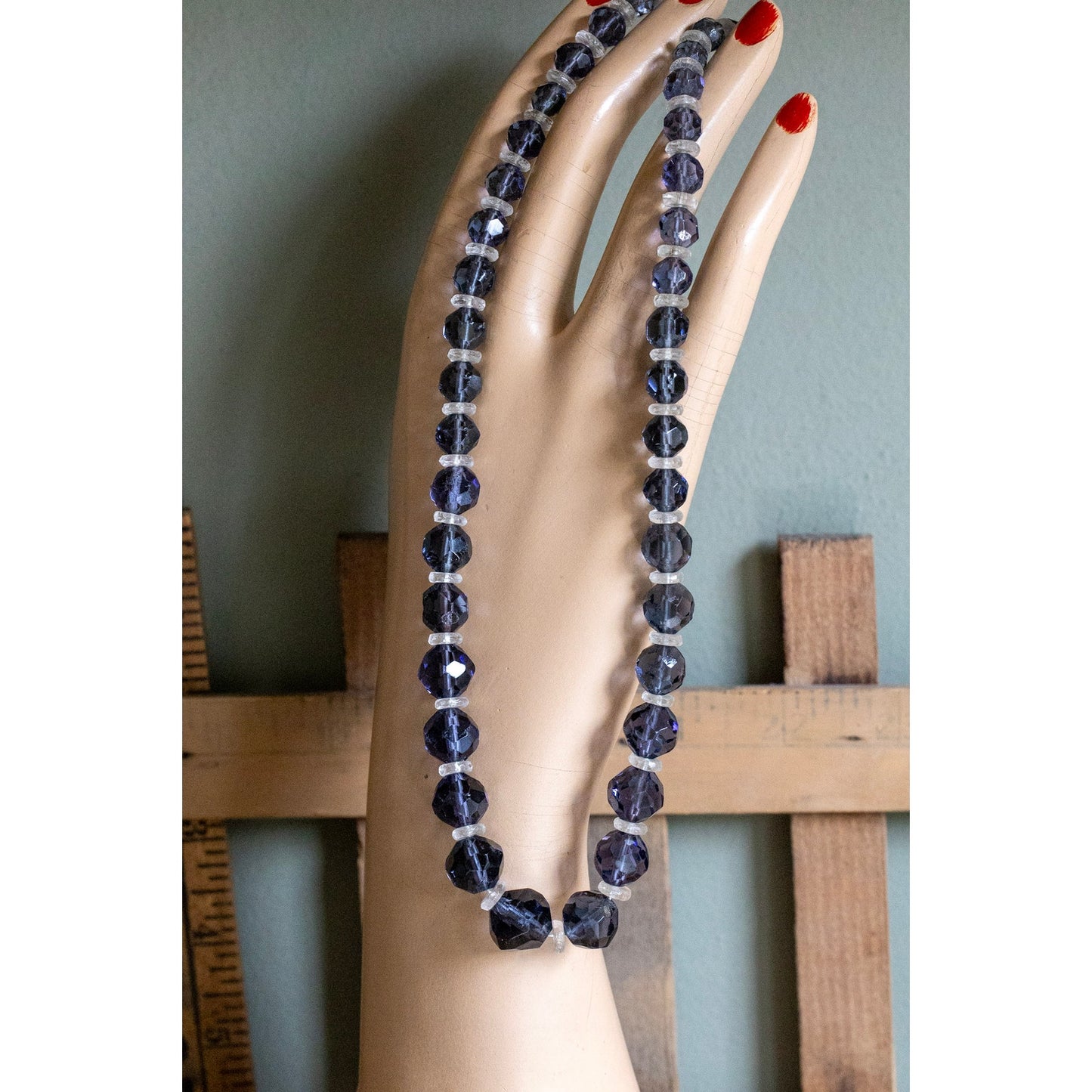 c1930-40 Cut Crystal Iolite Bead Necklace