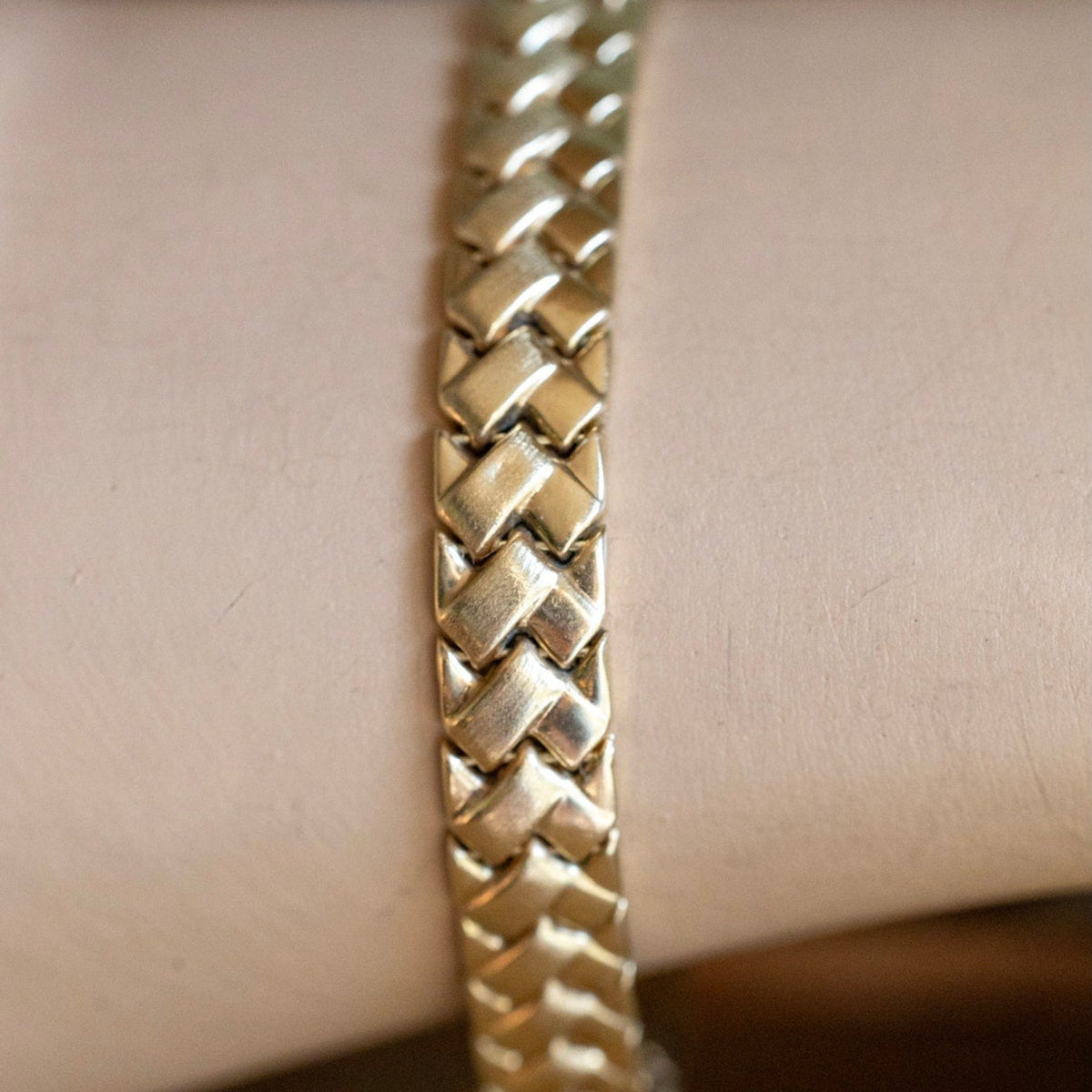 Vintage 14K Yellow Gold Woven Style Link Bracelet